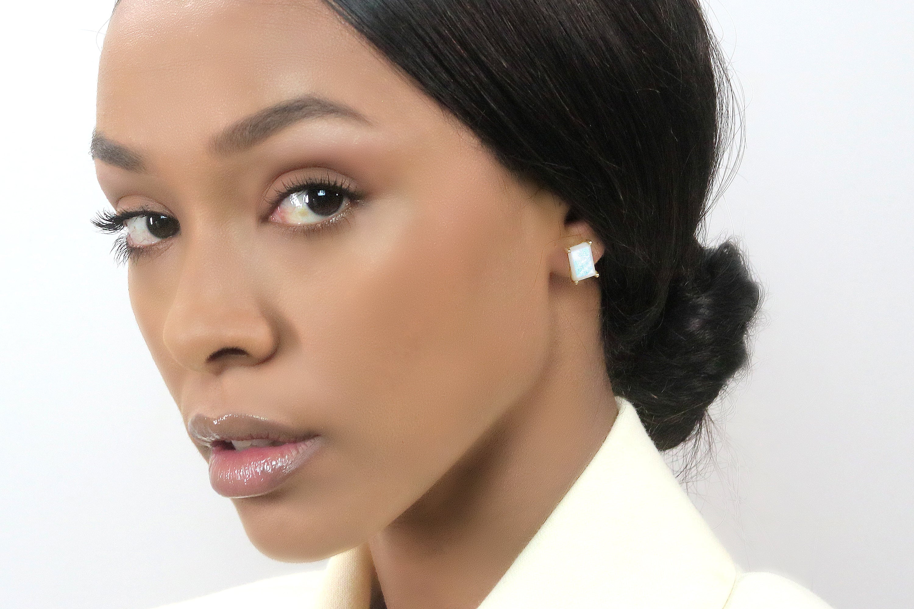 Lovely Gold Stud Moonstone Earrings Earrings Anemone Unique