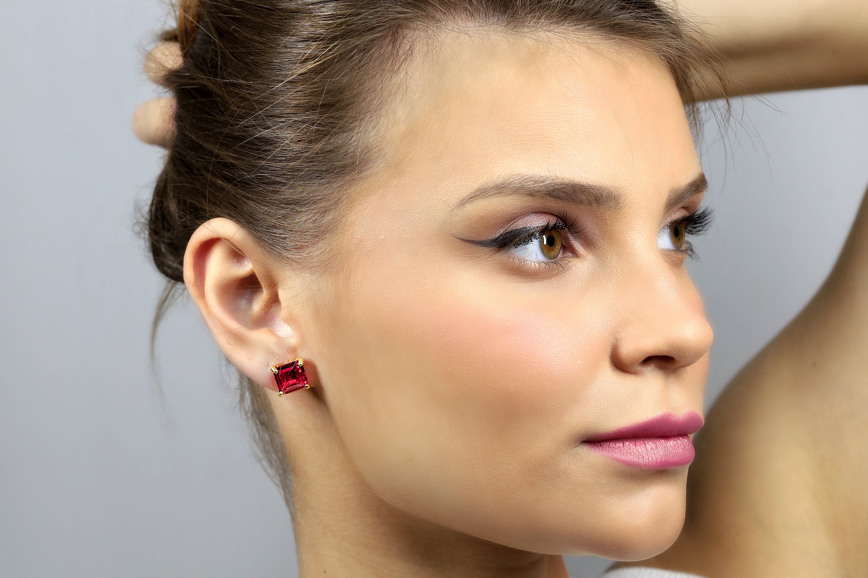 Square Cut Pink Tourmaline Gold Filled Earrings Earrings Anemone Unique