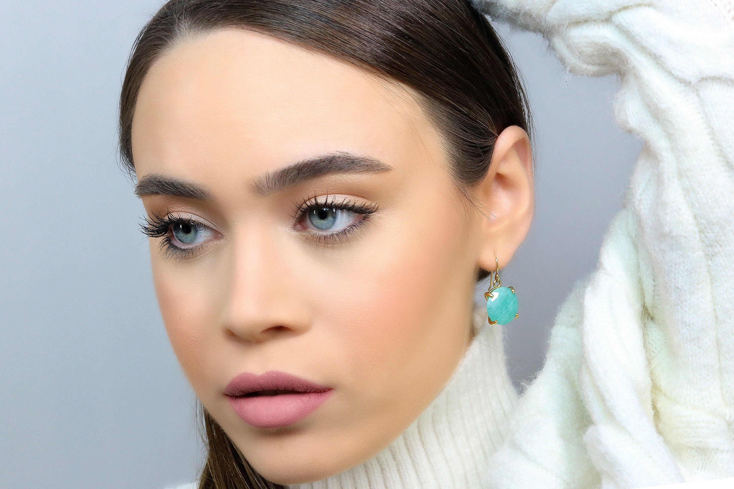 Vibrant Amazonite Gold Earrings Earrings Anemone Jewelry