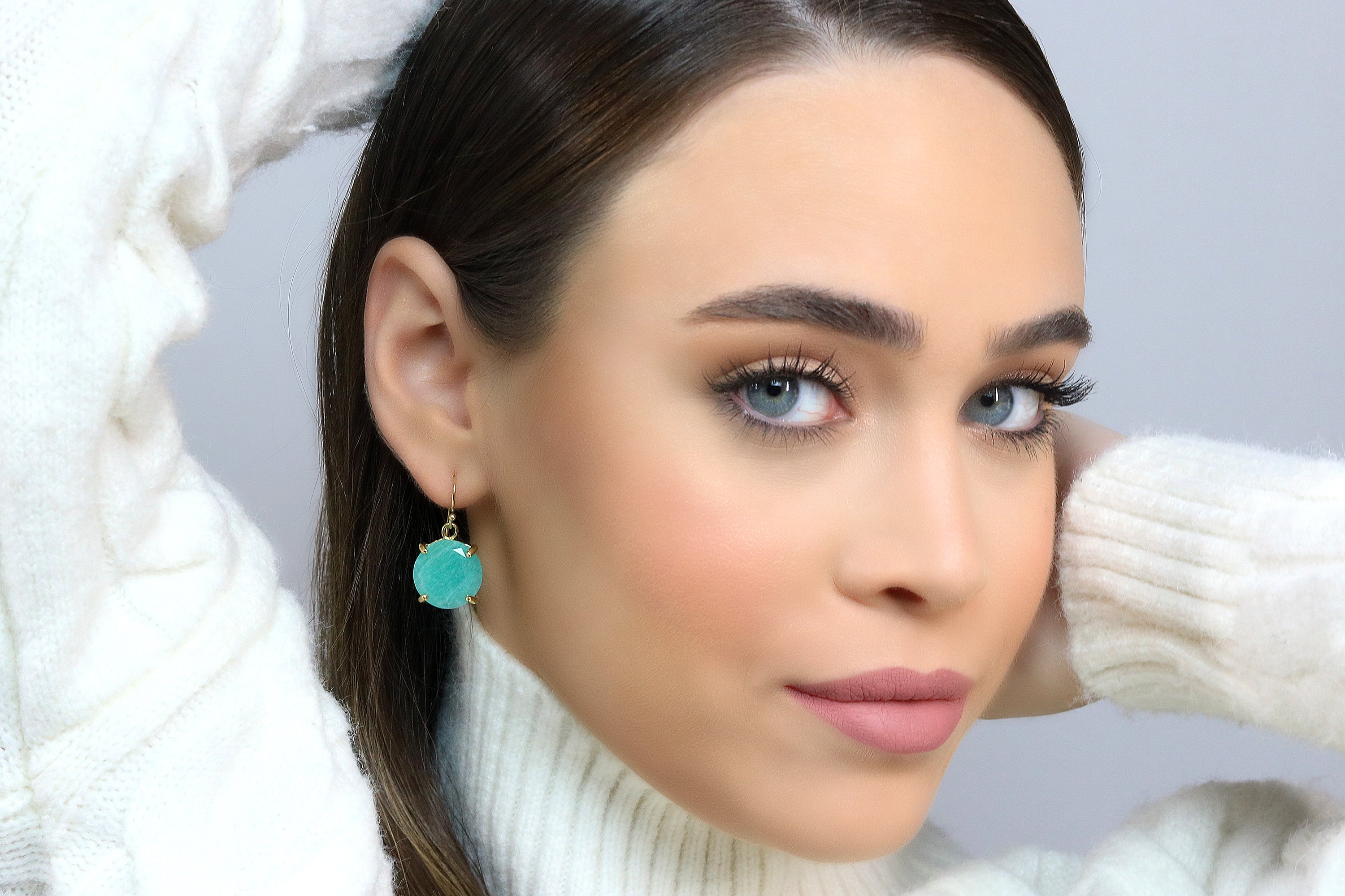 Vibrant Amazonite Gold Earrings Earrings Anemone Jewelry