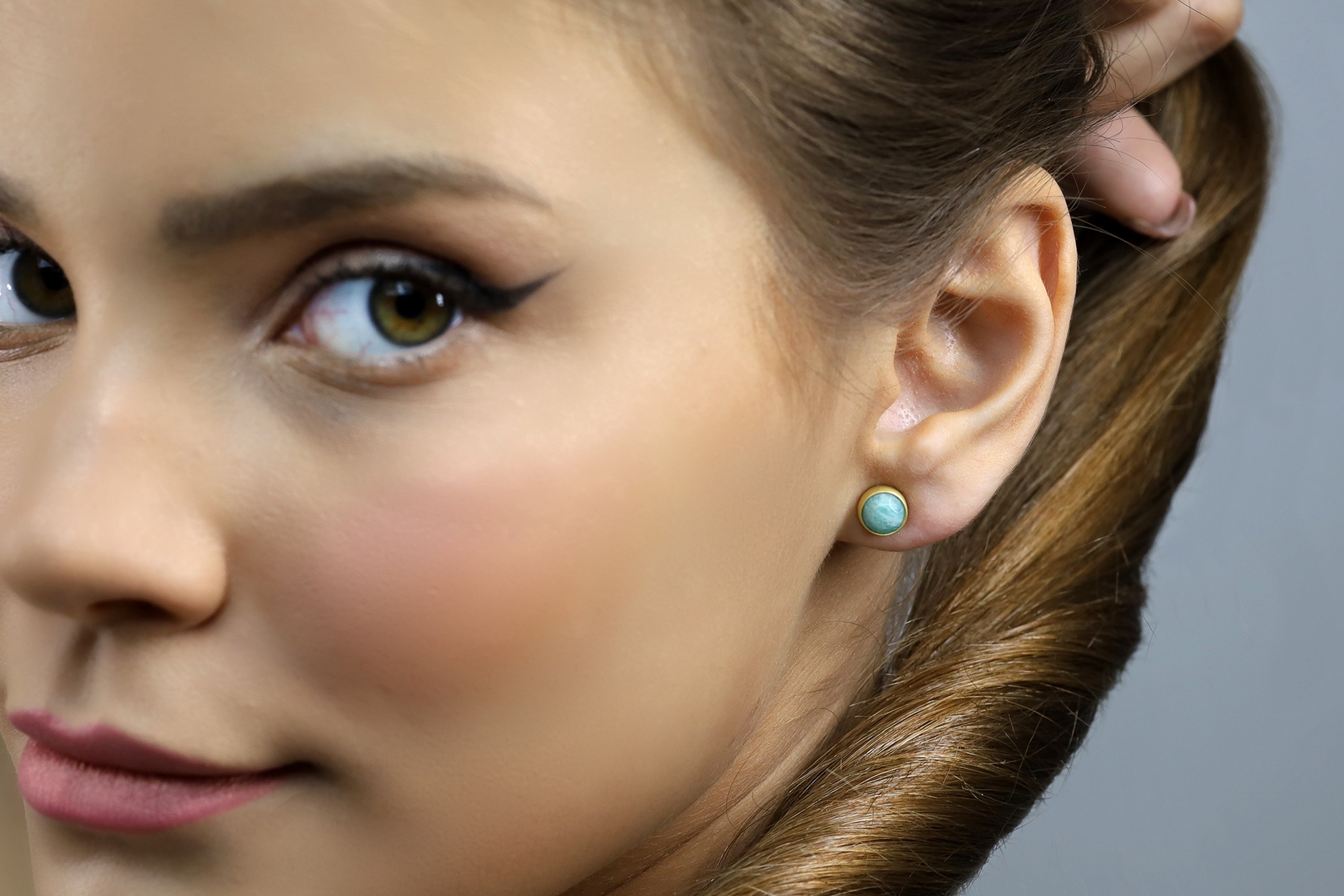 Minimalist 925 Sterling Silver Amazonite Bezel Earrings Earrings Anemone Limited