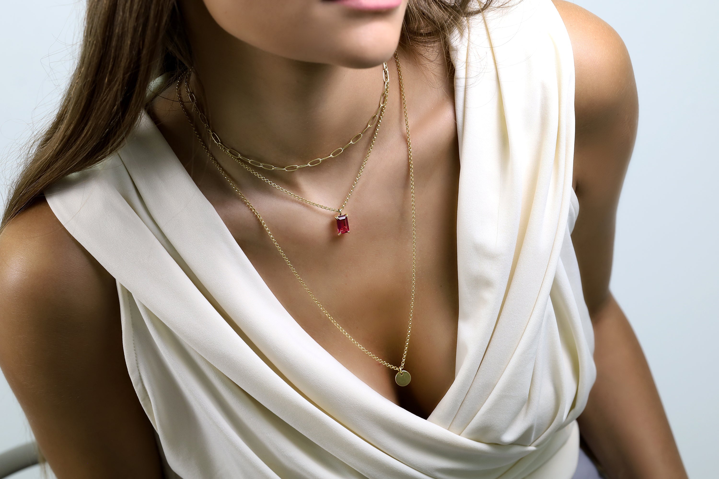 Pink Tourmaline Rectangle Pendant Gold Necklace necklaces Anemone Unique