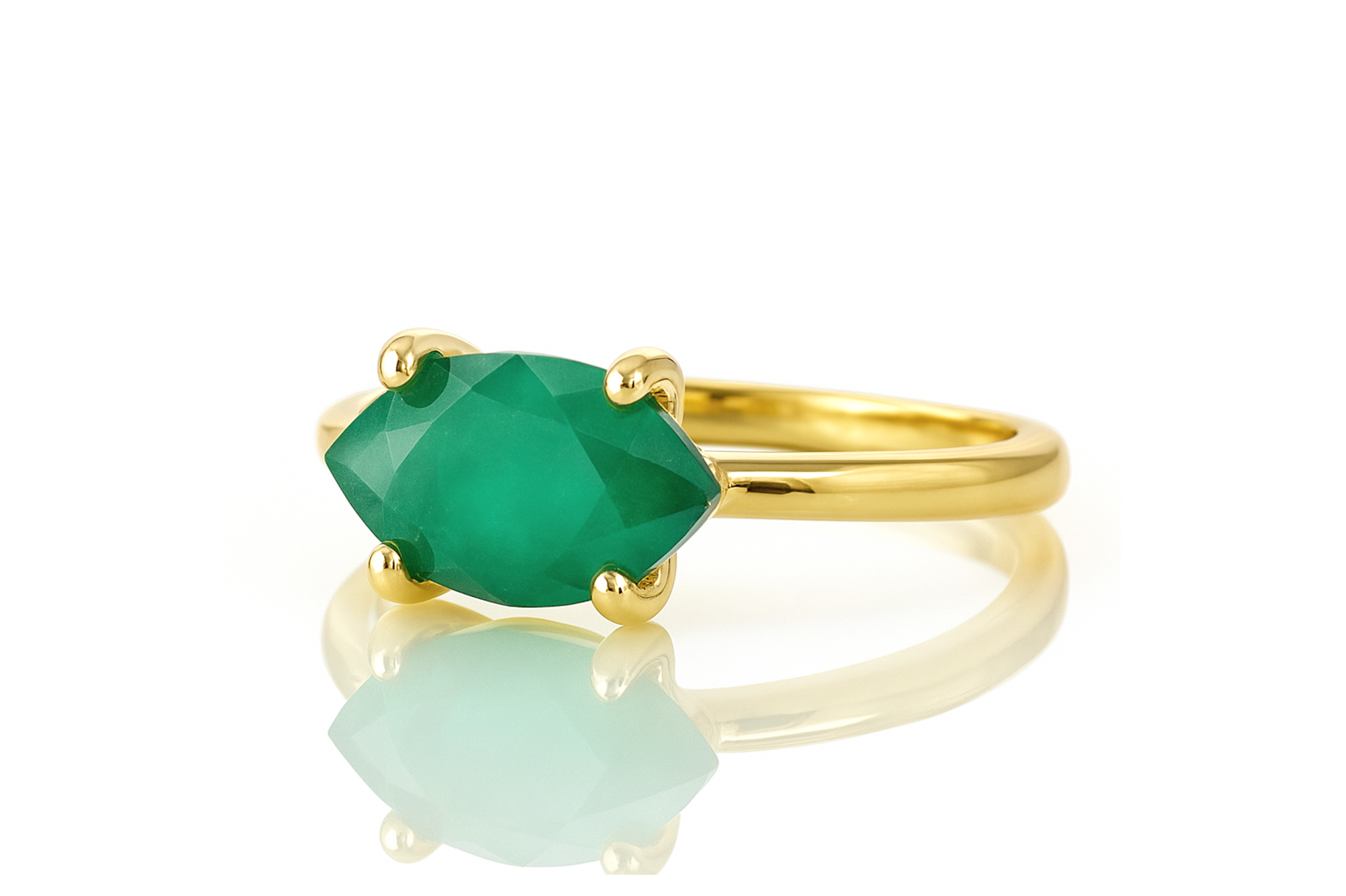Green Onyx Ring in Gold Rings Anemone Unique