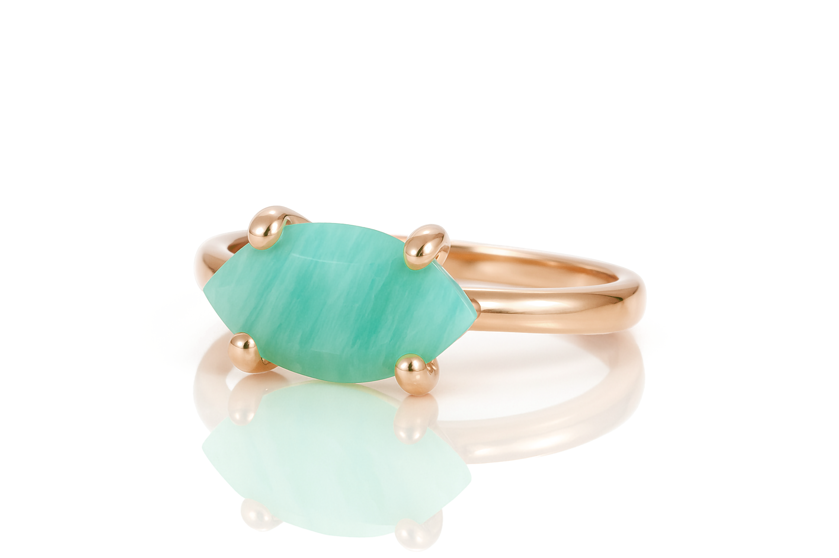 Fashionable Amazonite Ring in Rose Gold Rings Anemone Unique