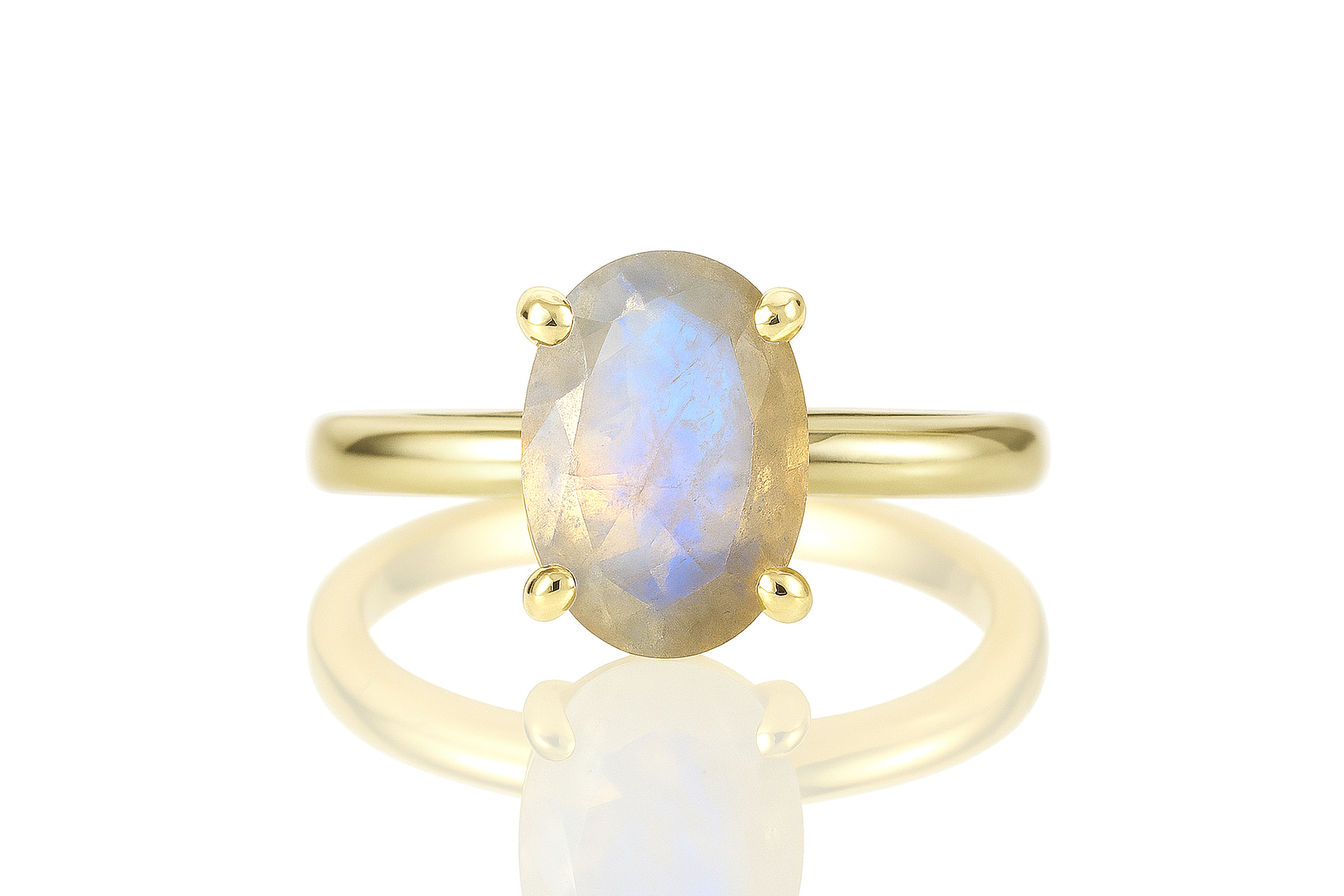 14k Moonstone Gold Ring Rings Anemone Unique