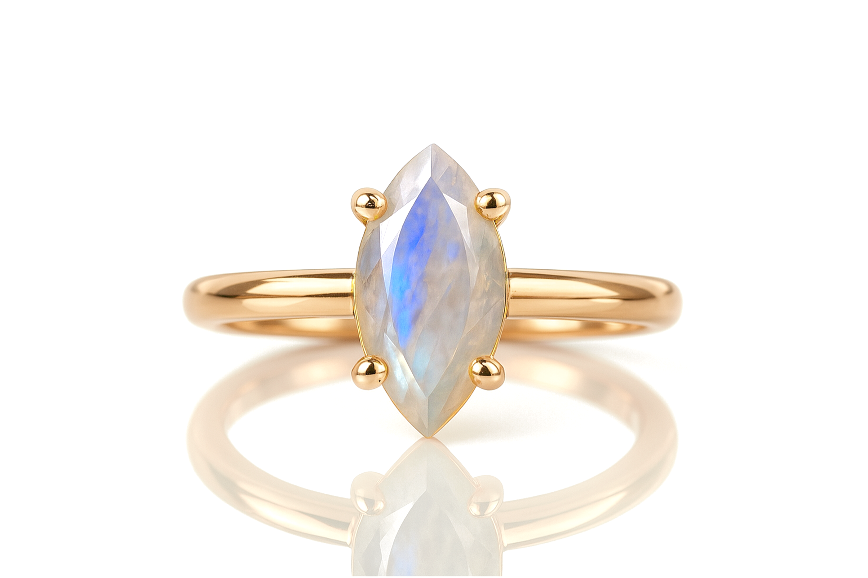 Rose Gold Marquise Moonstone Ring Rings Anemone Unique
