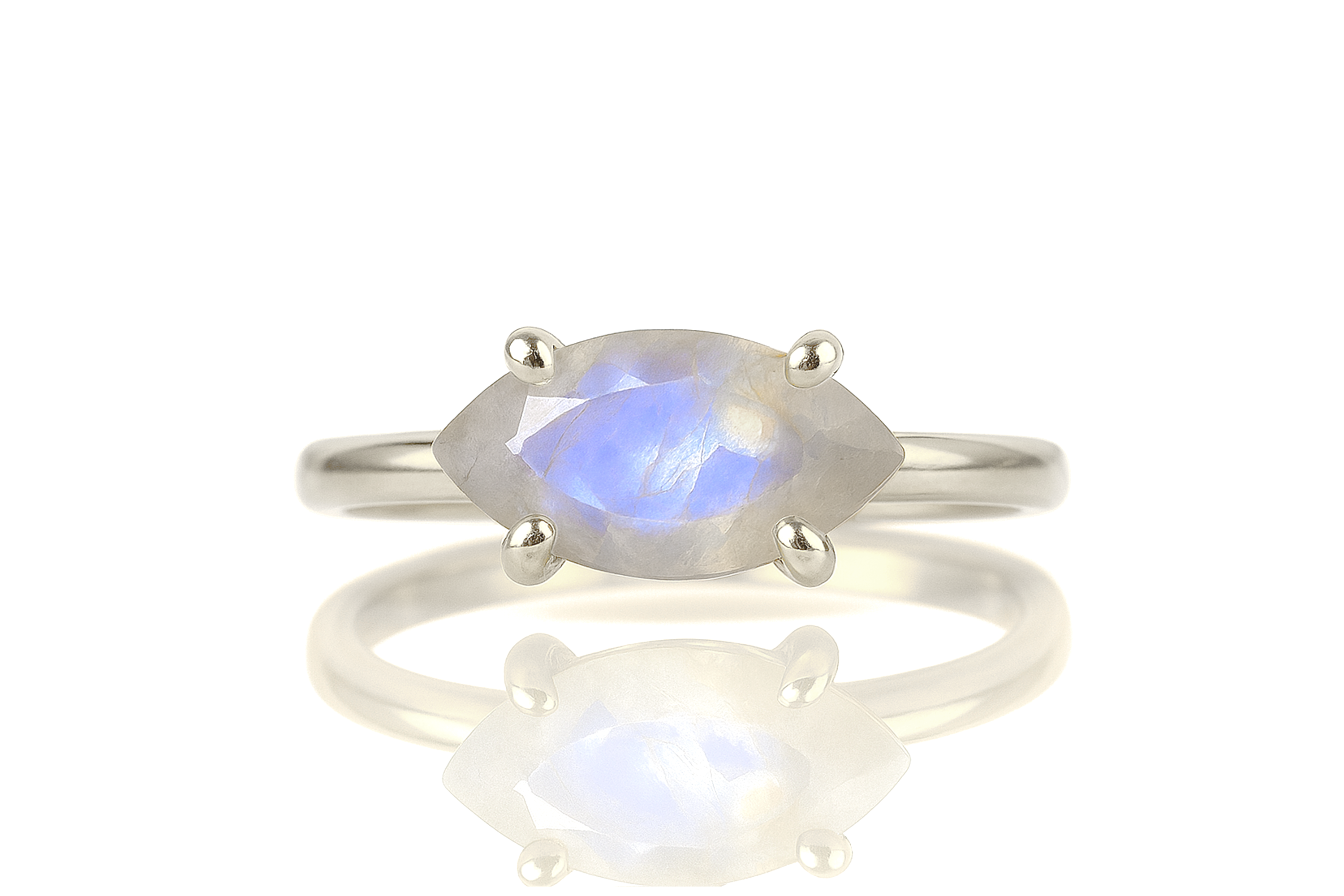 Dainty Moonstone Sterling Silver Ring Rings Anemone Unique
