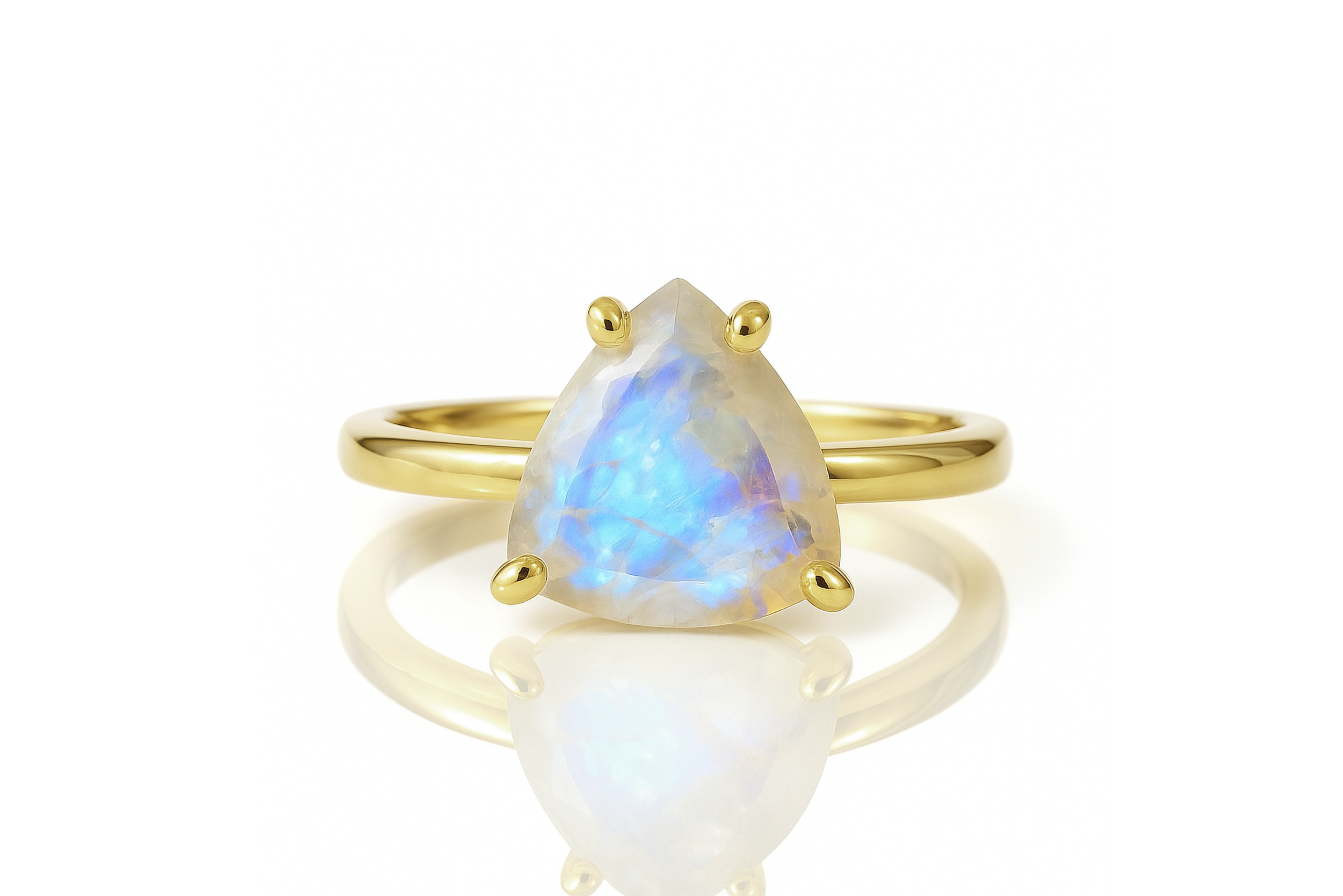Fascinating Triangle Moonstone Gold Ring Rings Anemone Unique