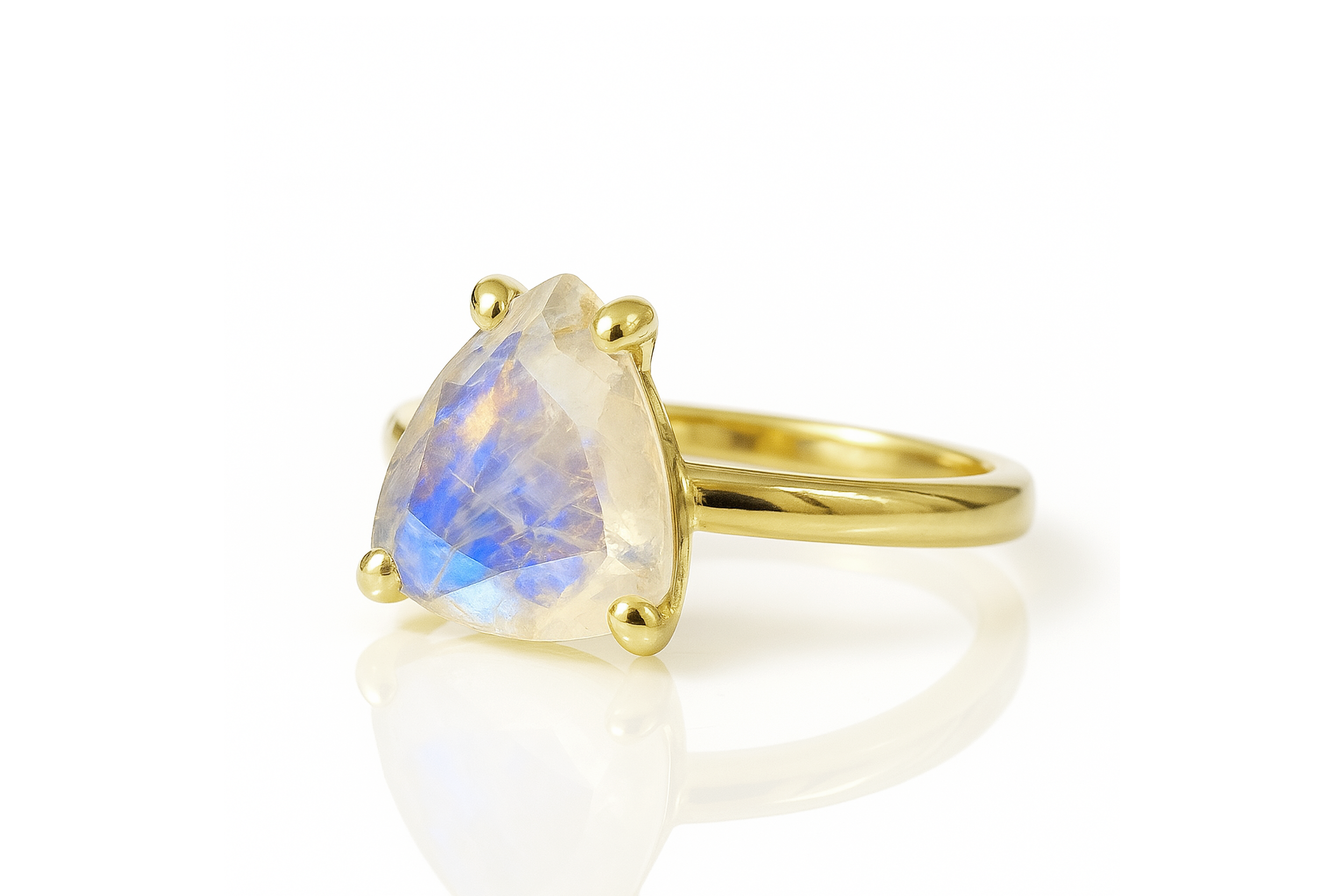 Fascinating Triangle Moonstone Gold Ring Rings Anemone Unique