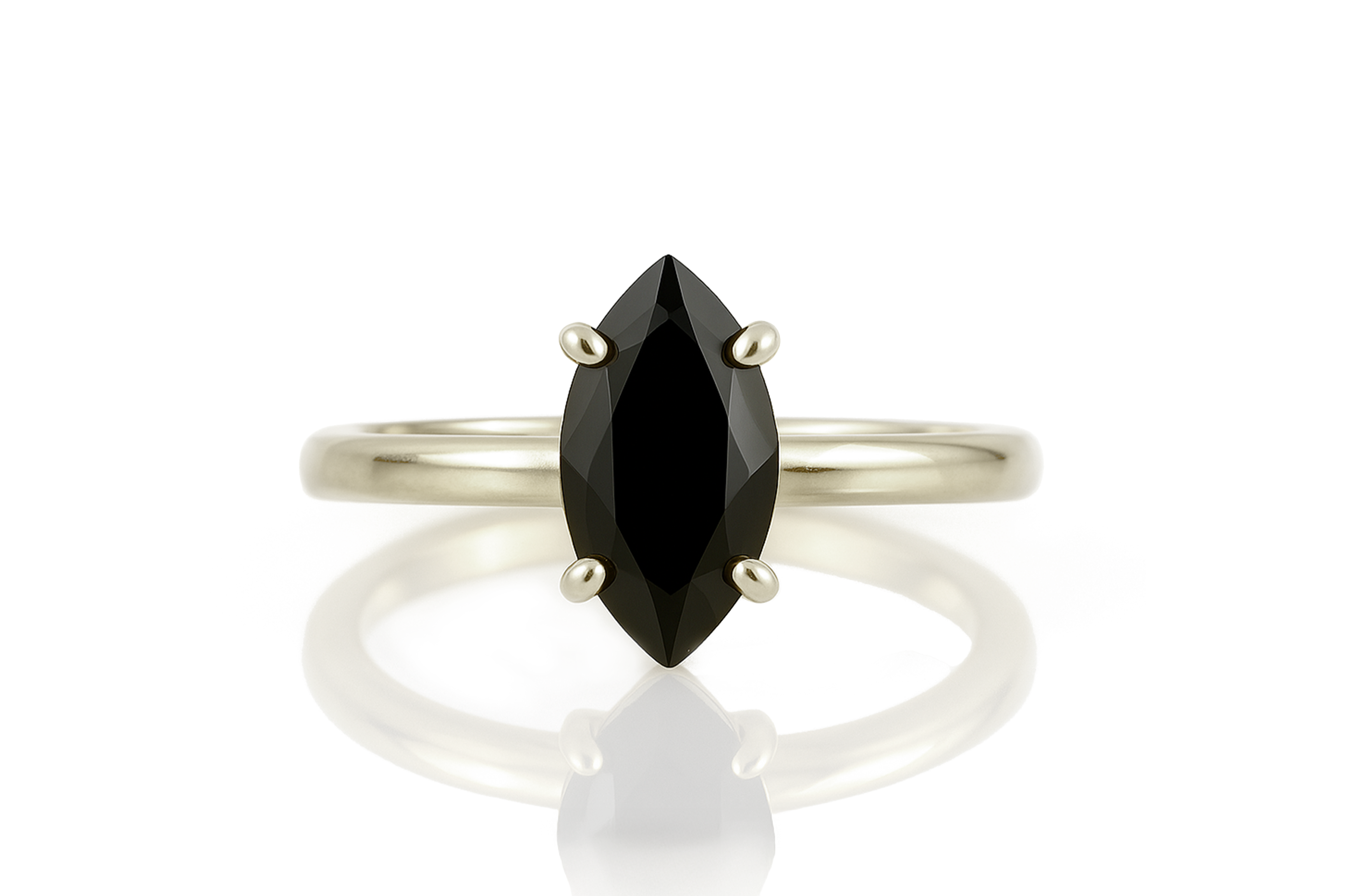 Marquise Cut Black Onyx Solitaire Ring Rings Anemone Unique
