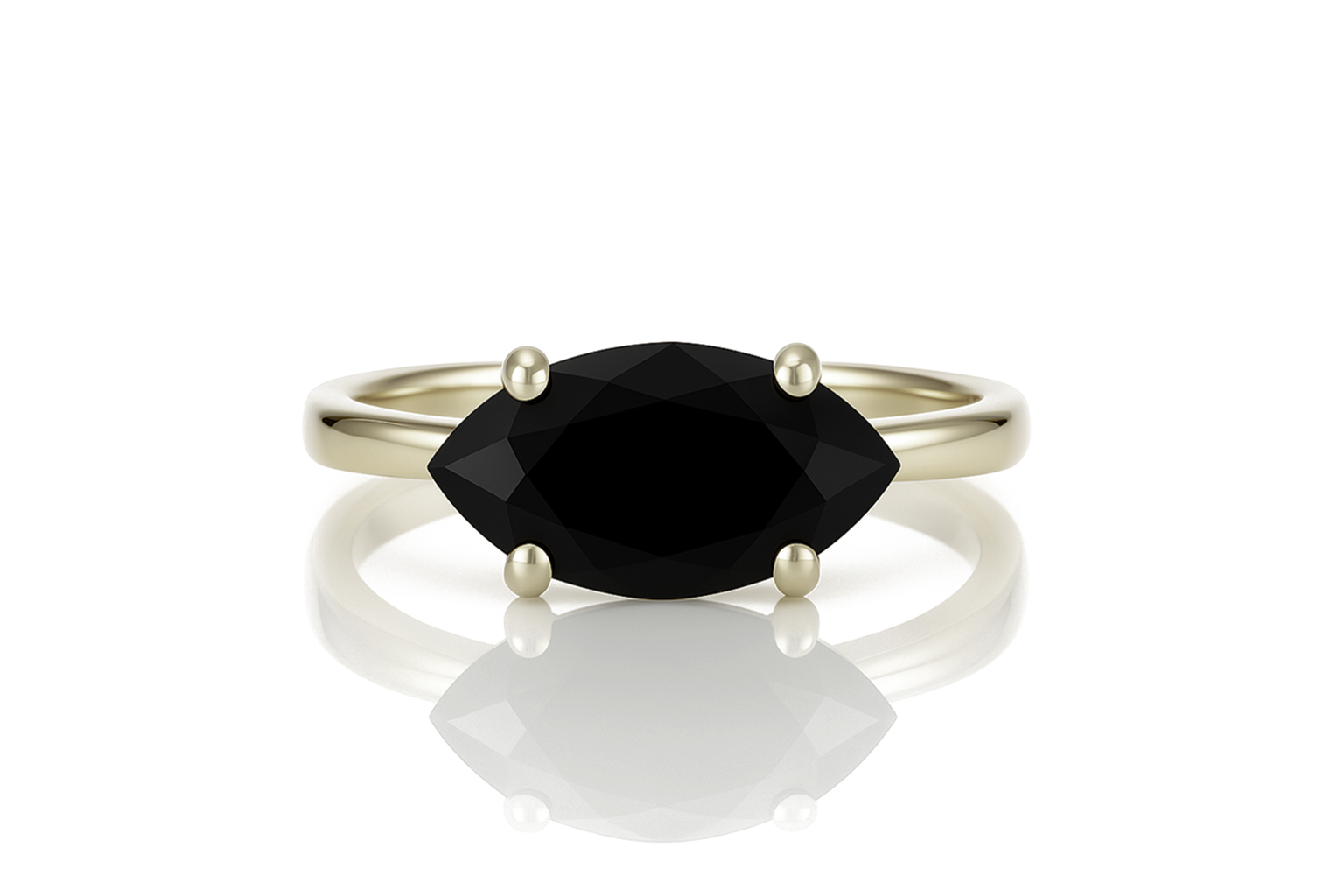 Black Onyx 925 Sterling Silver Marquise Ring Rings Anemone Unique