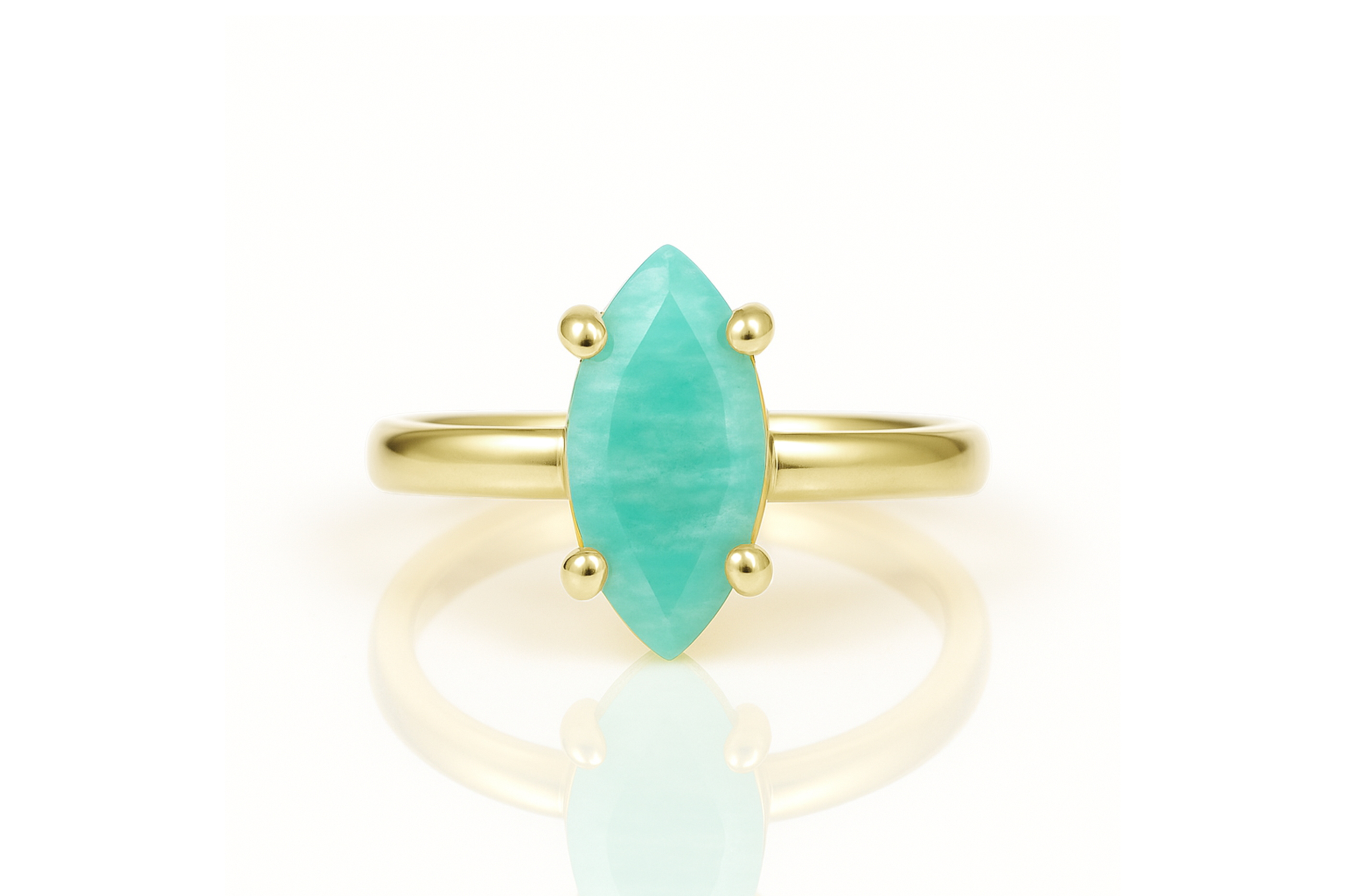 Gold Marquise Amazonite Ring Rings Anemone Unique