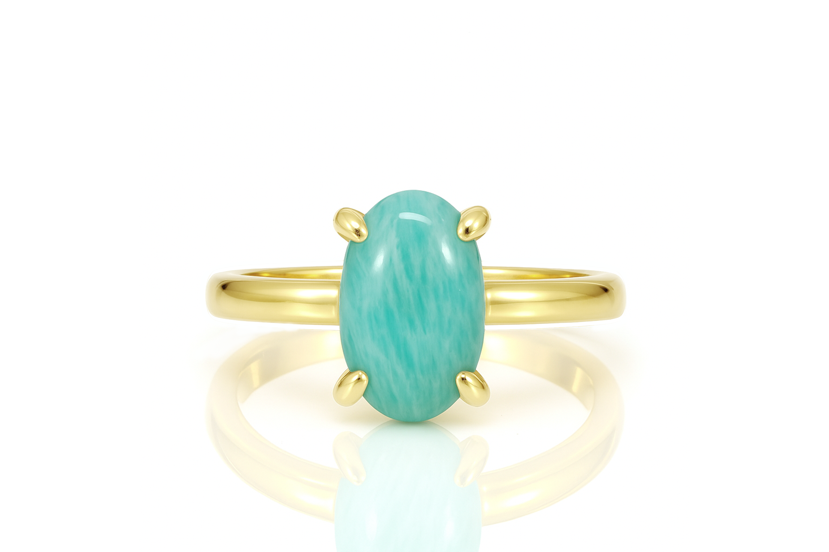 Amazonite Ring in Gold Prong Setting Rings Anemone Unique
