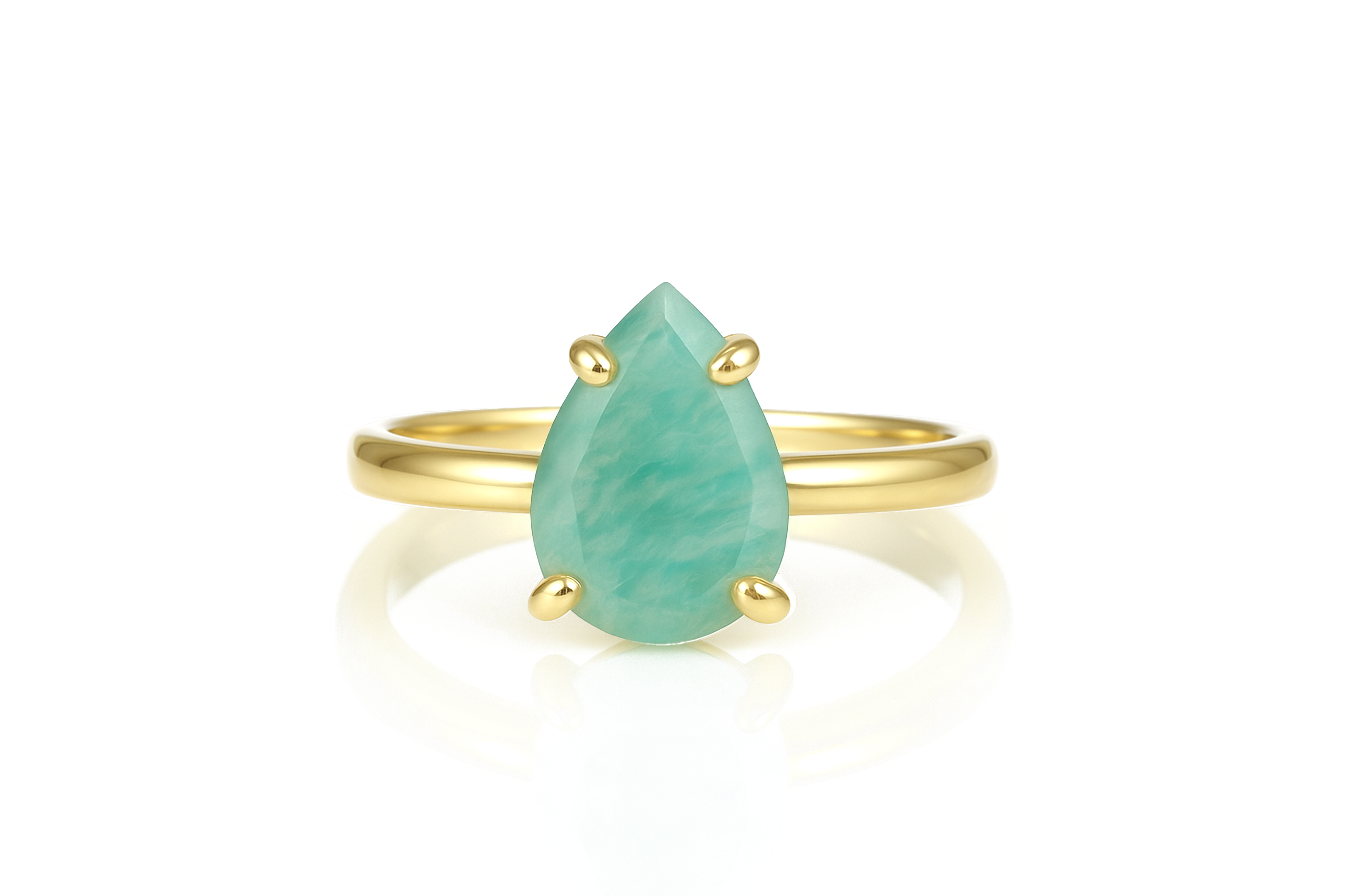 Unique Pear Amazonite Ring in Rose Gold Anemone Unique