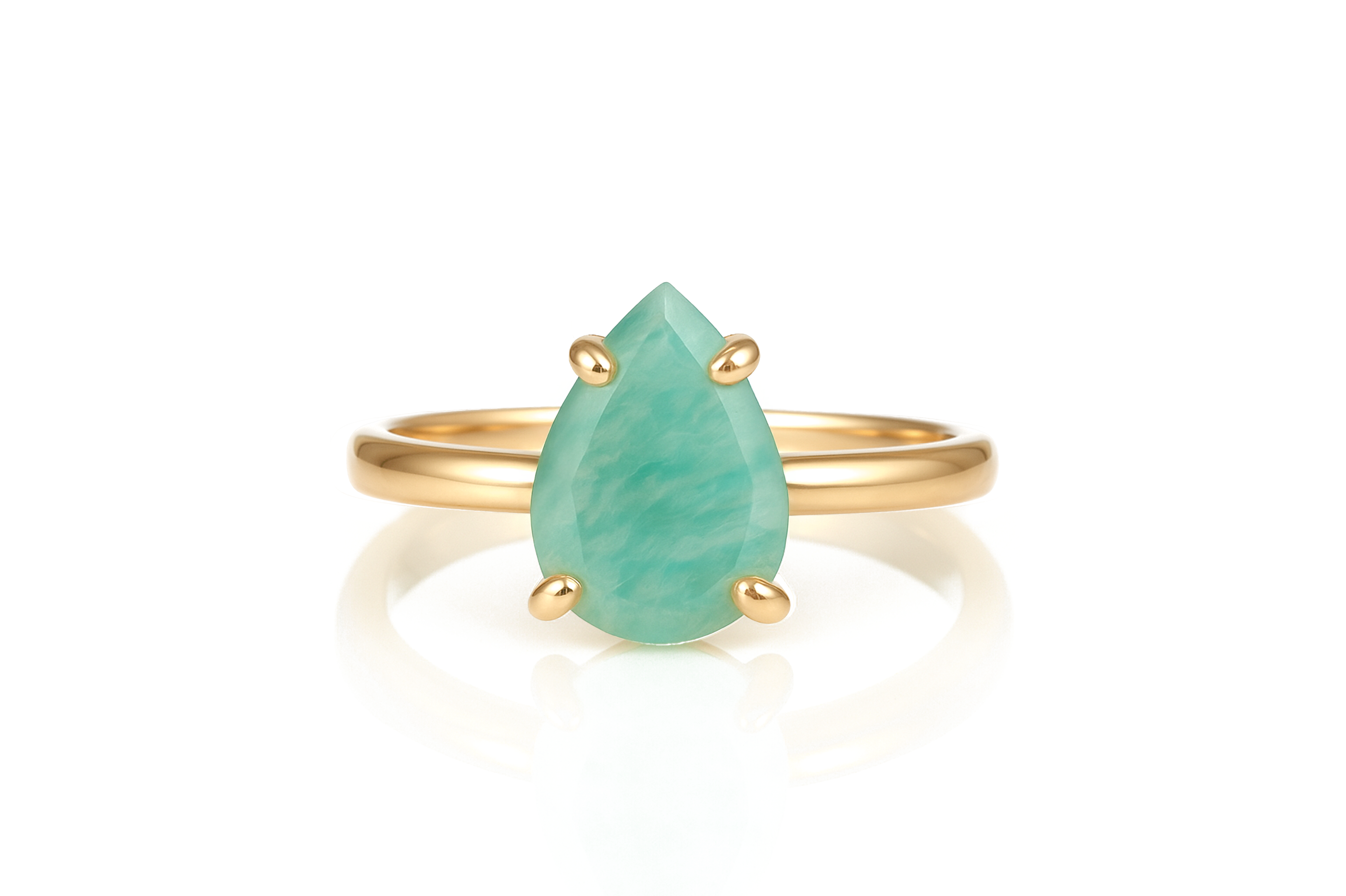 Unique Pear Amazonite Ring in Rose Gold Anemone Unique