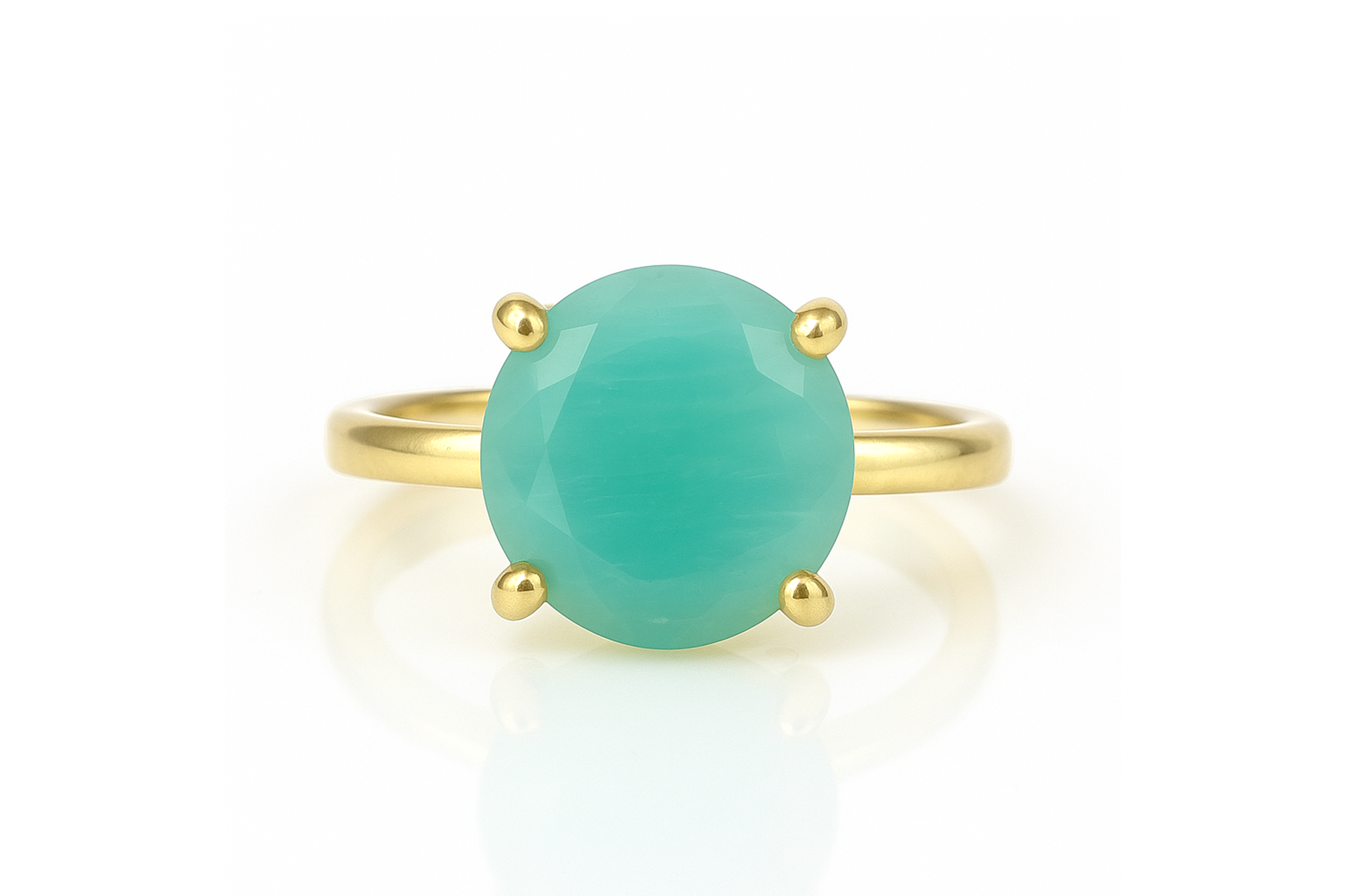 Dainty Round Amazonite Gold Ring Anemone Unique