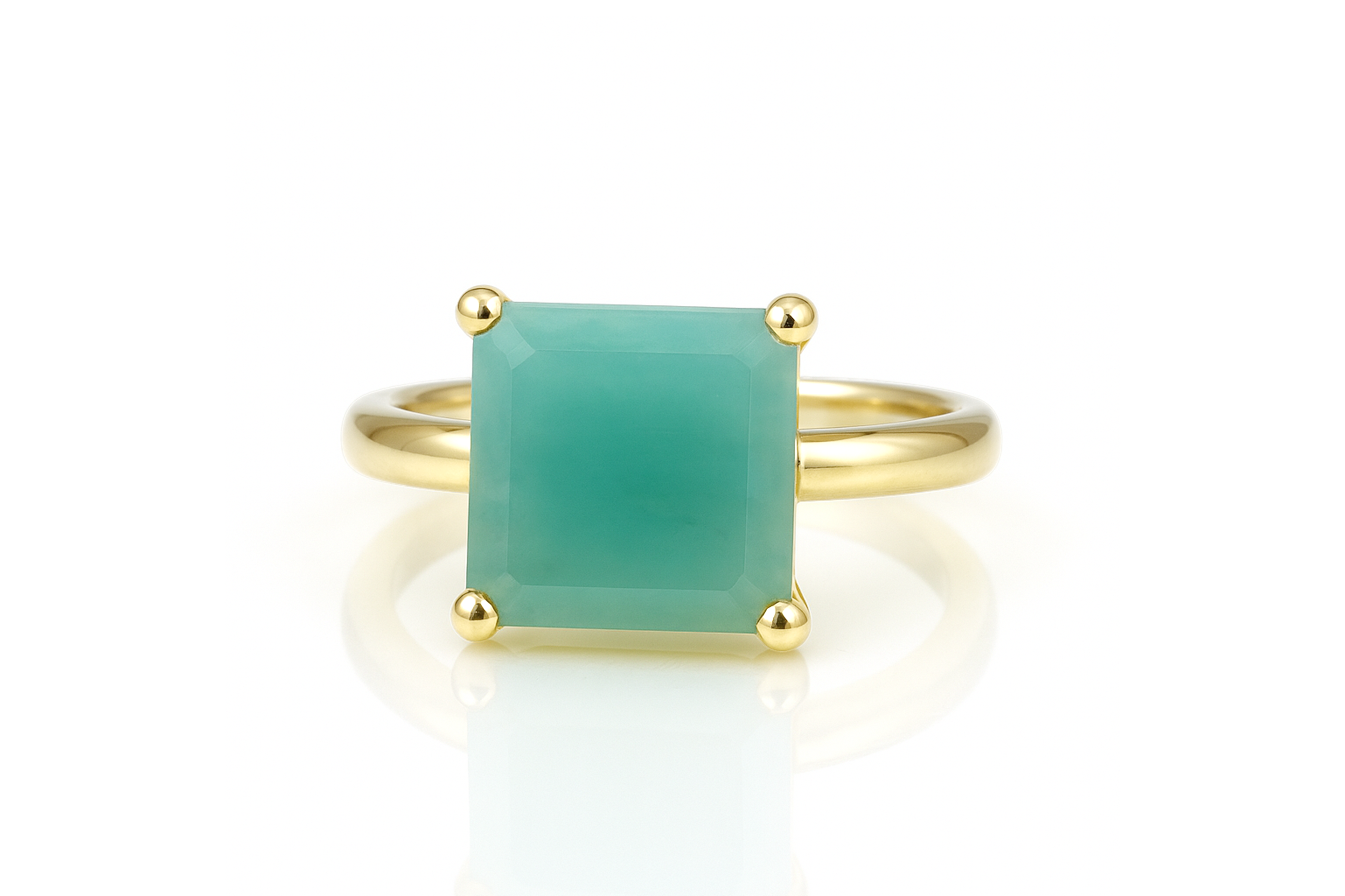 Square Amazonite Gemstone Gold Filled Ring Rings Anemone Unique