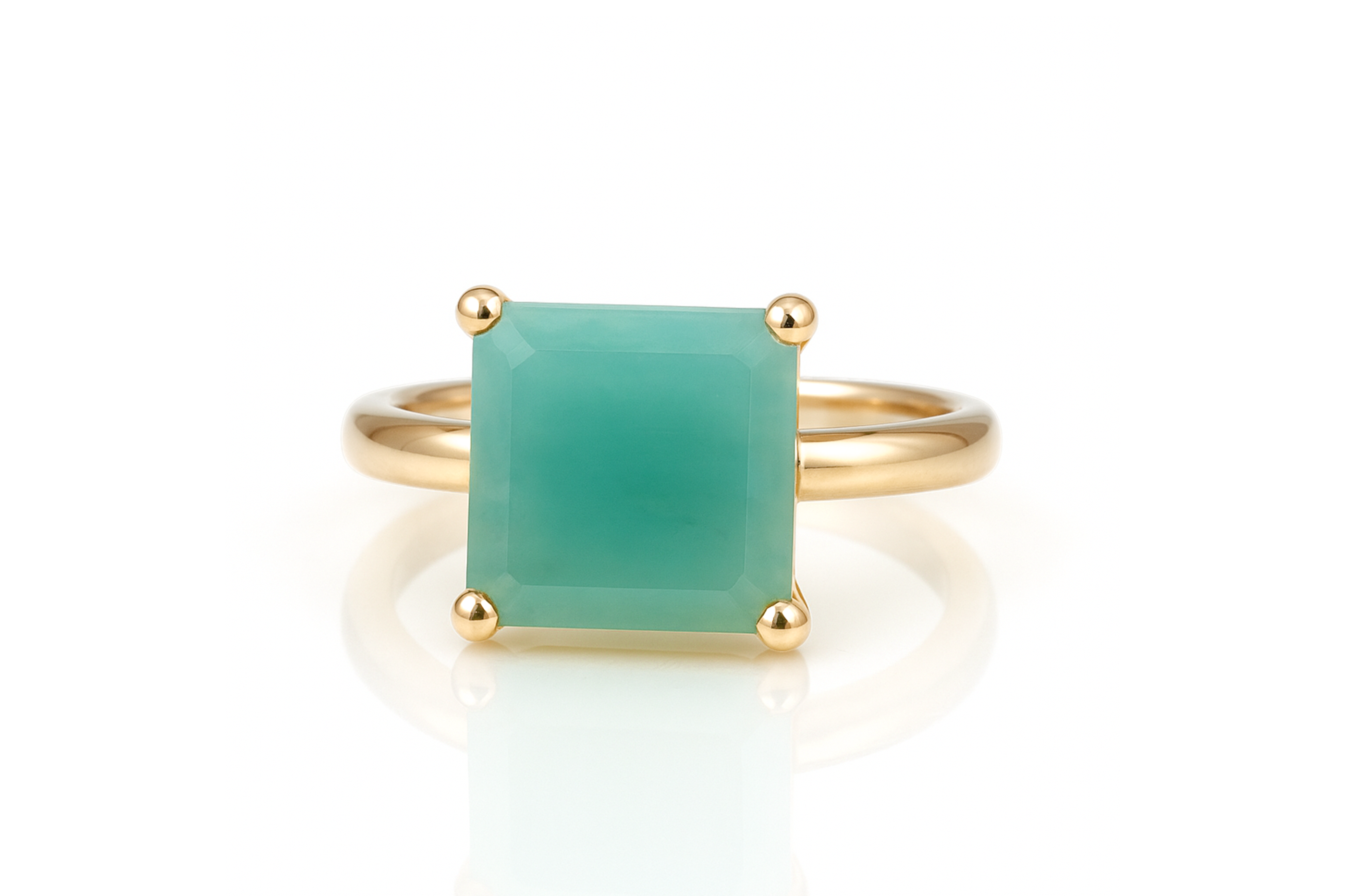 Square Amazonite Gemstone Gold Filled Ring Rings Anemone Unique