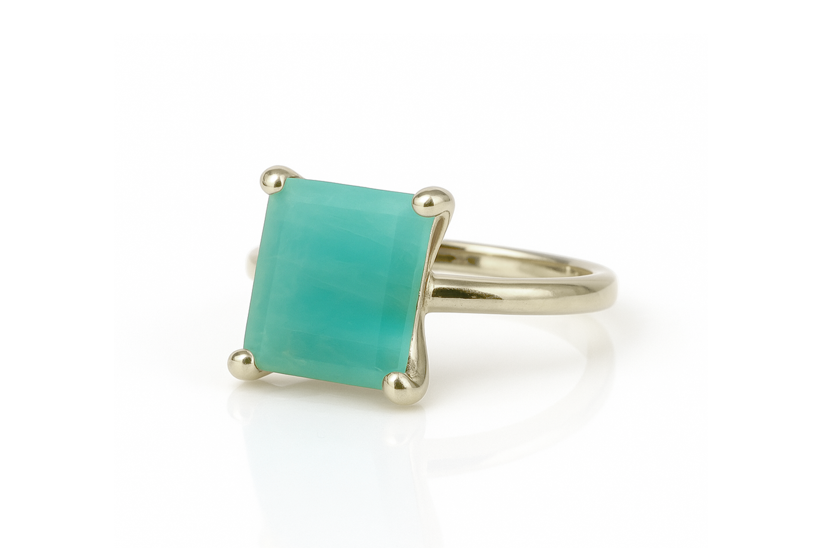Square Amazonite Gemstone Gold Filled Ring Rings Anemone Unique