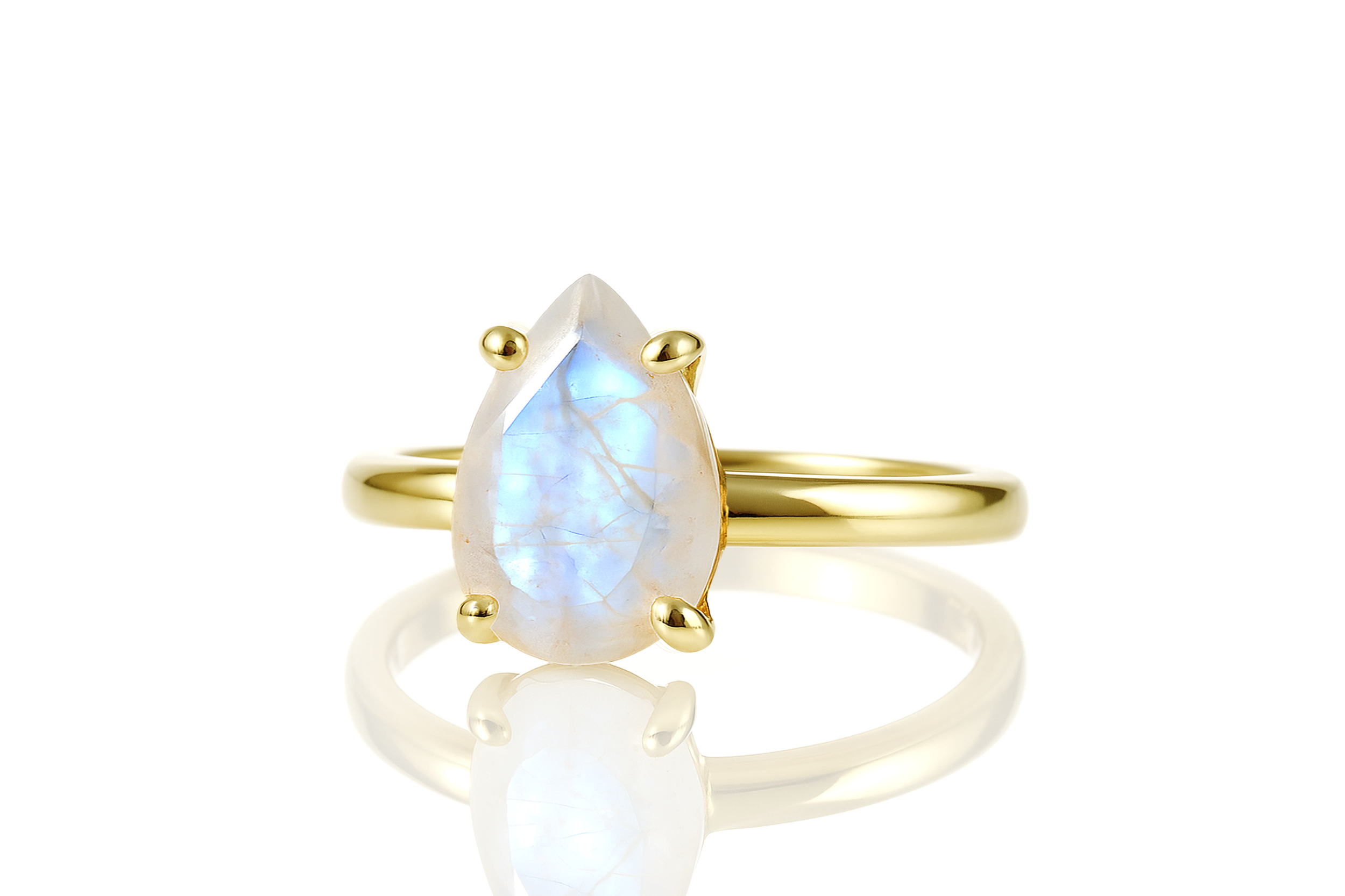 Gold Filled Dainty Solitaire Pear Shaped Moonstone Ring Rings Anemone Unique