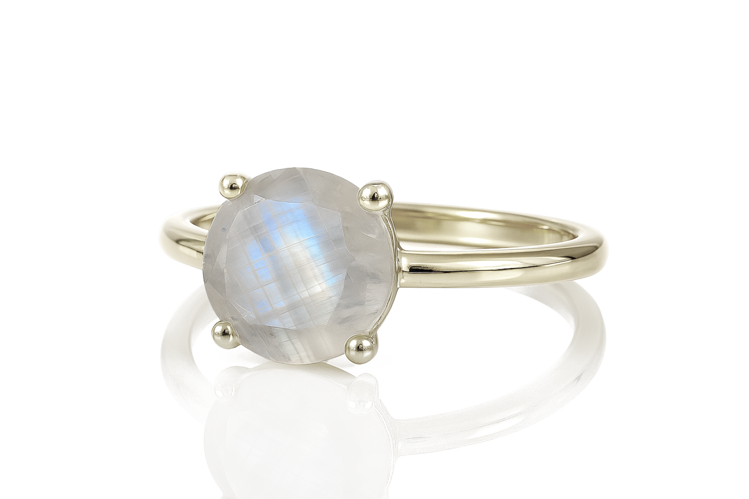 Round Rainbow Moonstone Ring in Gold Rings Anemone Unique