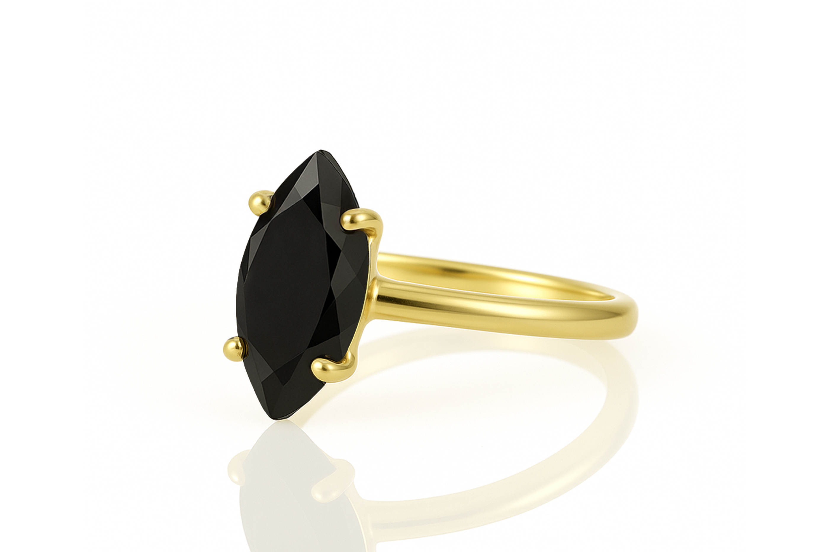 Marquise Cut Black Onyx Solitaire Ring Rings Anemone Unique