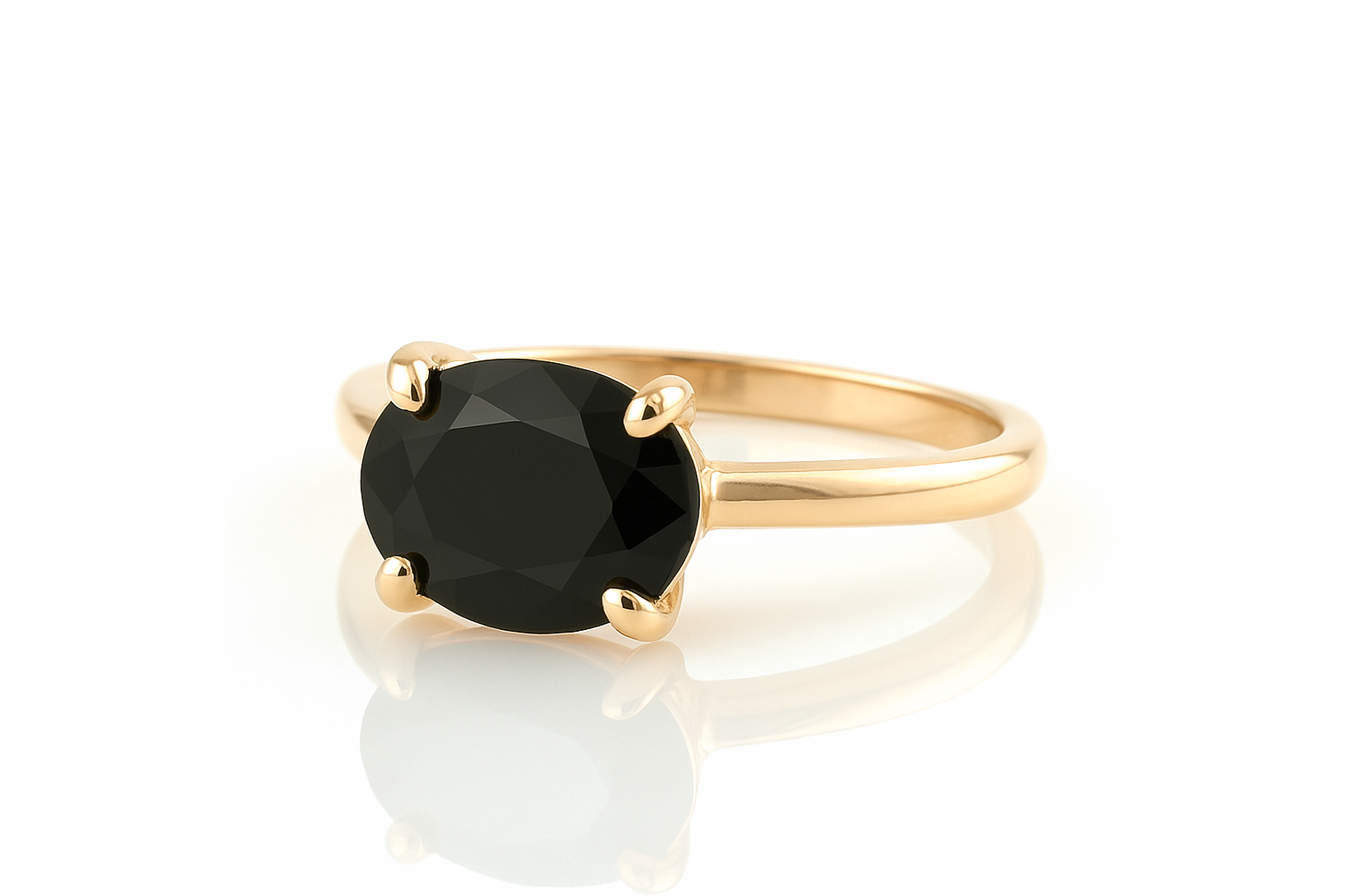 14k Gold Oval Onyx Ring Rings Anemone Unique