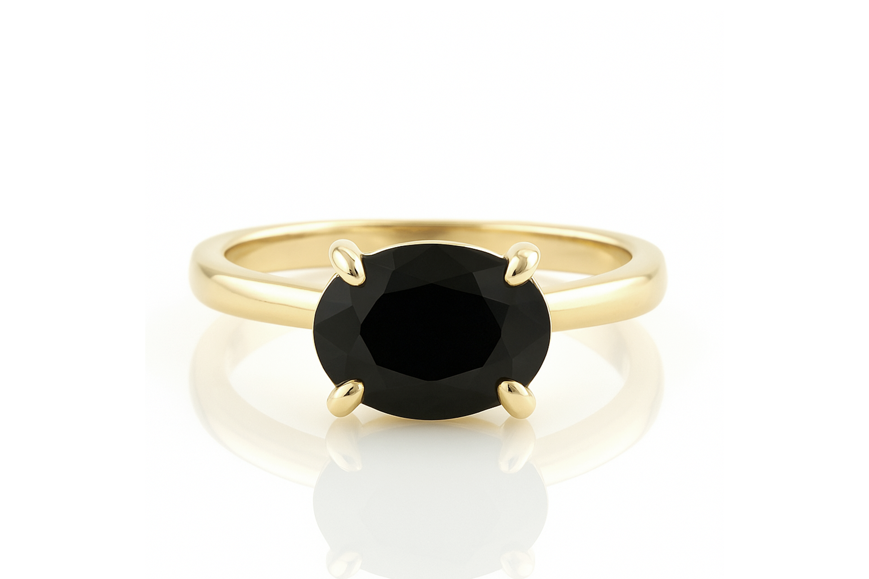 14k Gold Oval Onyx Ring Rings Anemone Unique