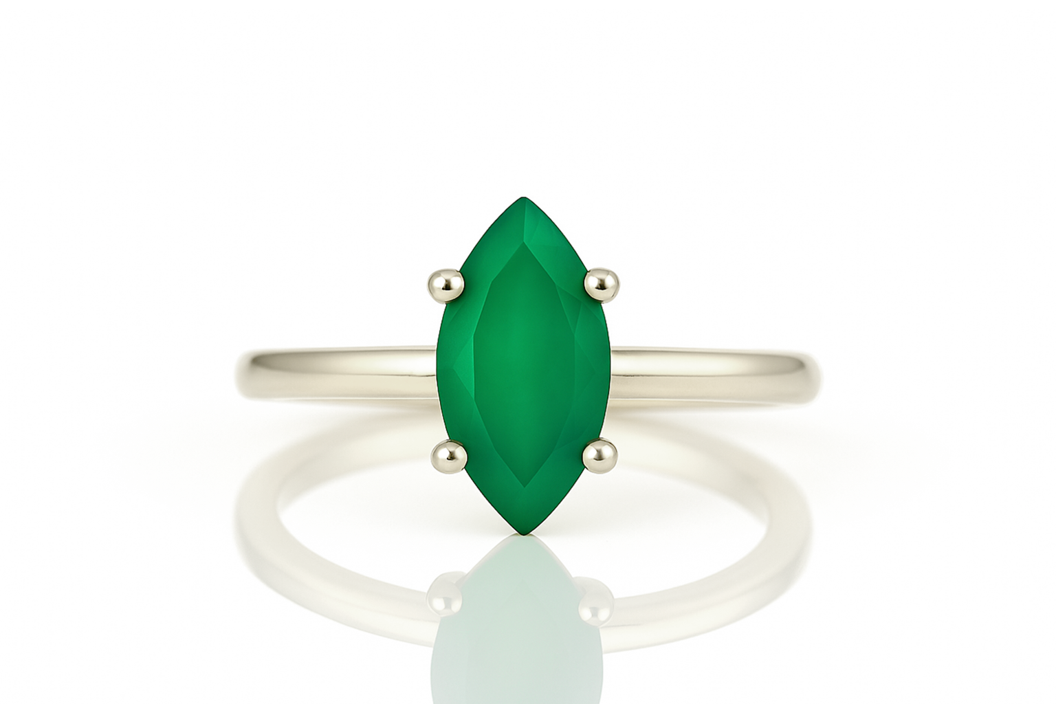 Green Onyx Ring in Sterling Silver Rings Anemone Unique