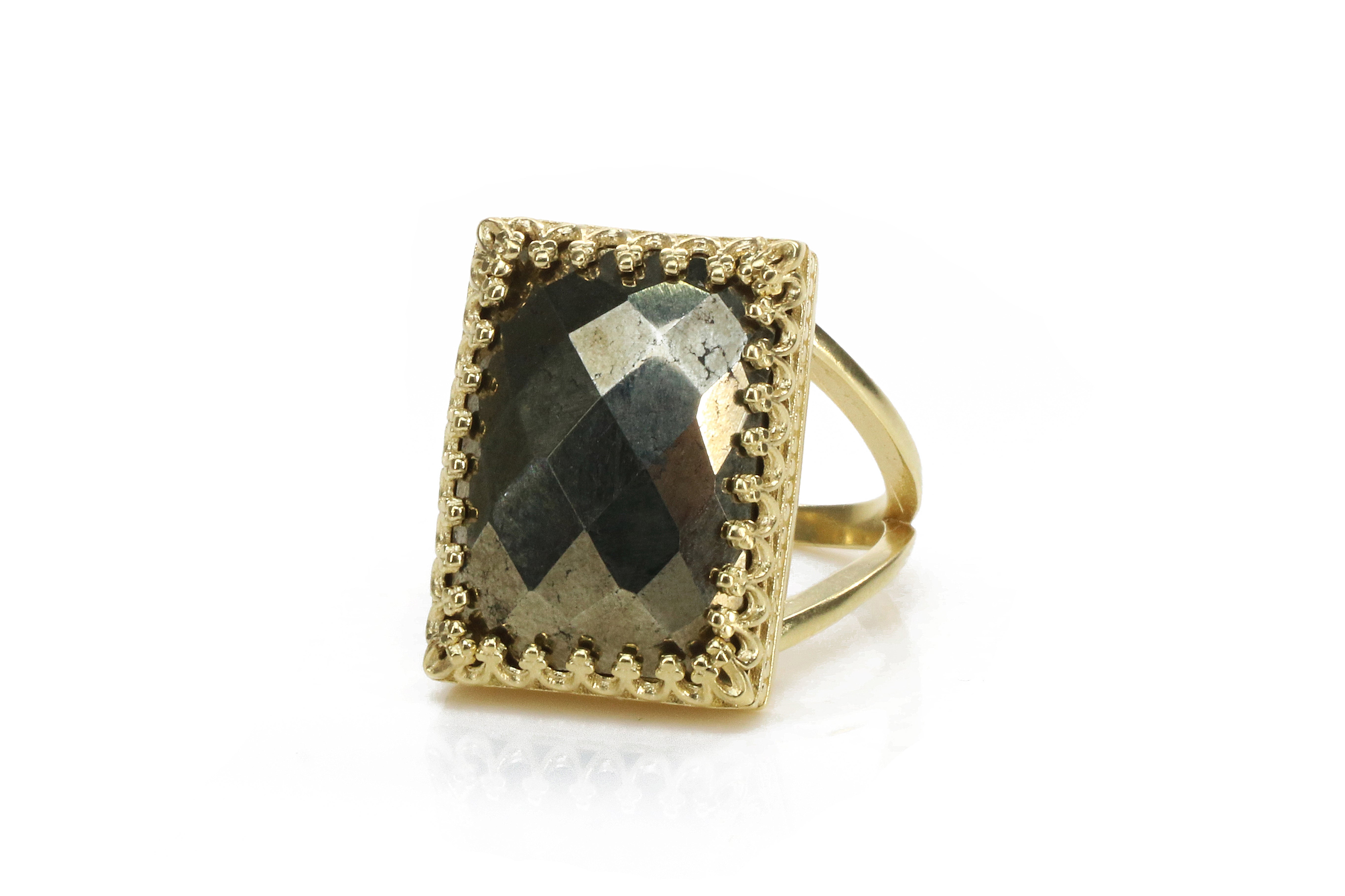 Unique Pyrite Stone Ring in 14k Gold Filled Rings Anemone Jewelry