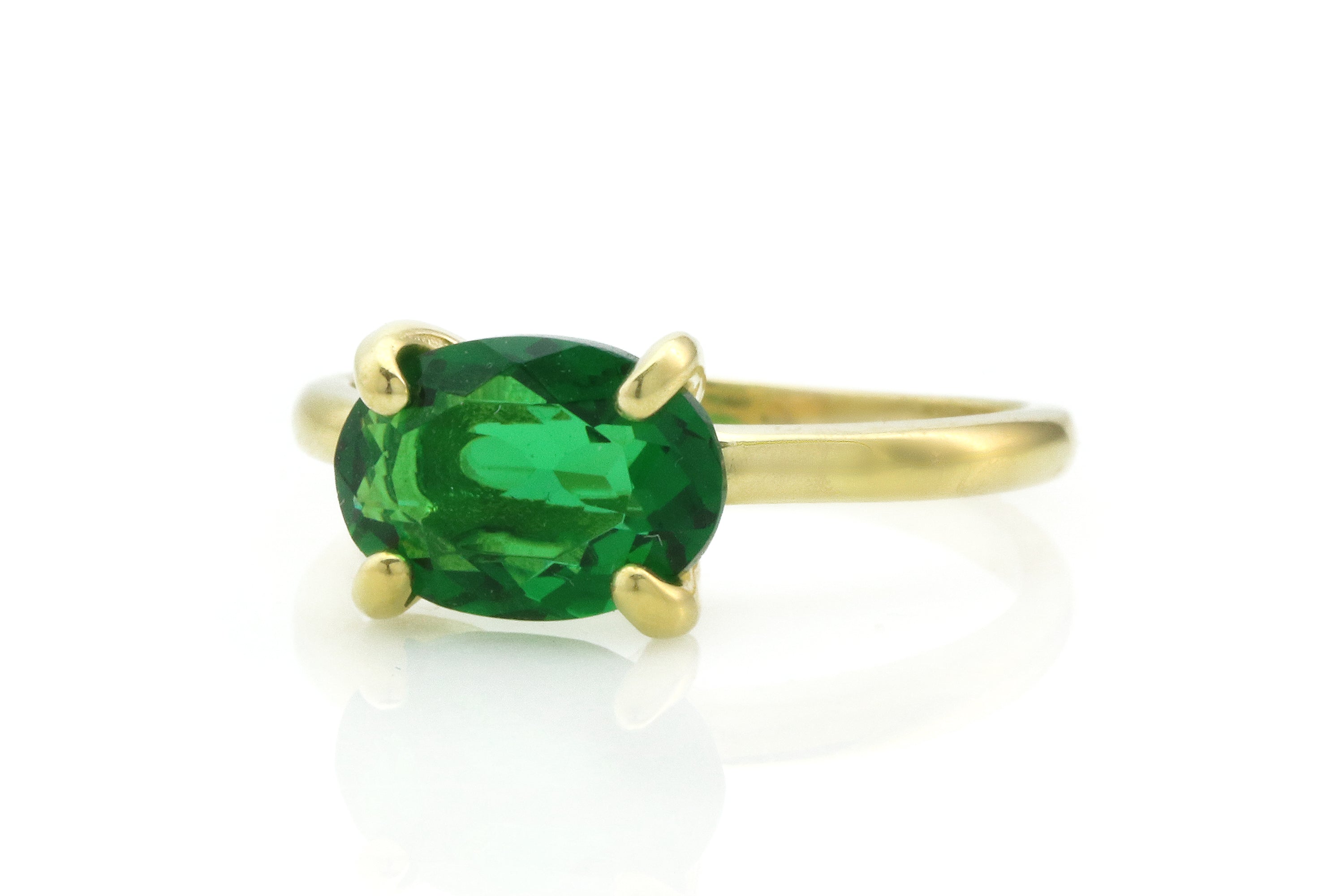Stunning Oval Emerald Ring in Gold Rings Anemone Unique