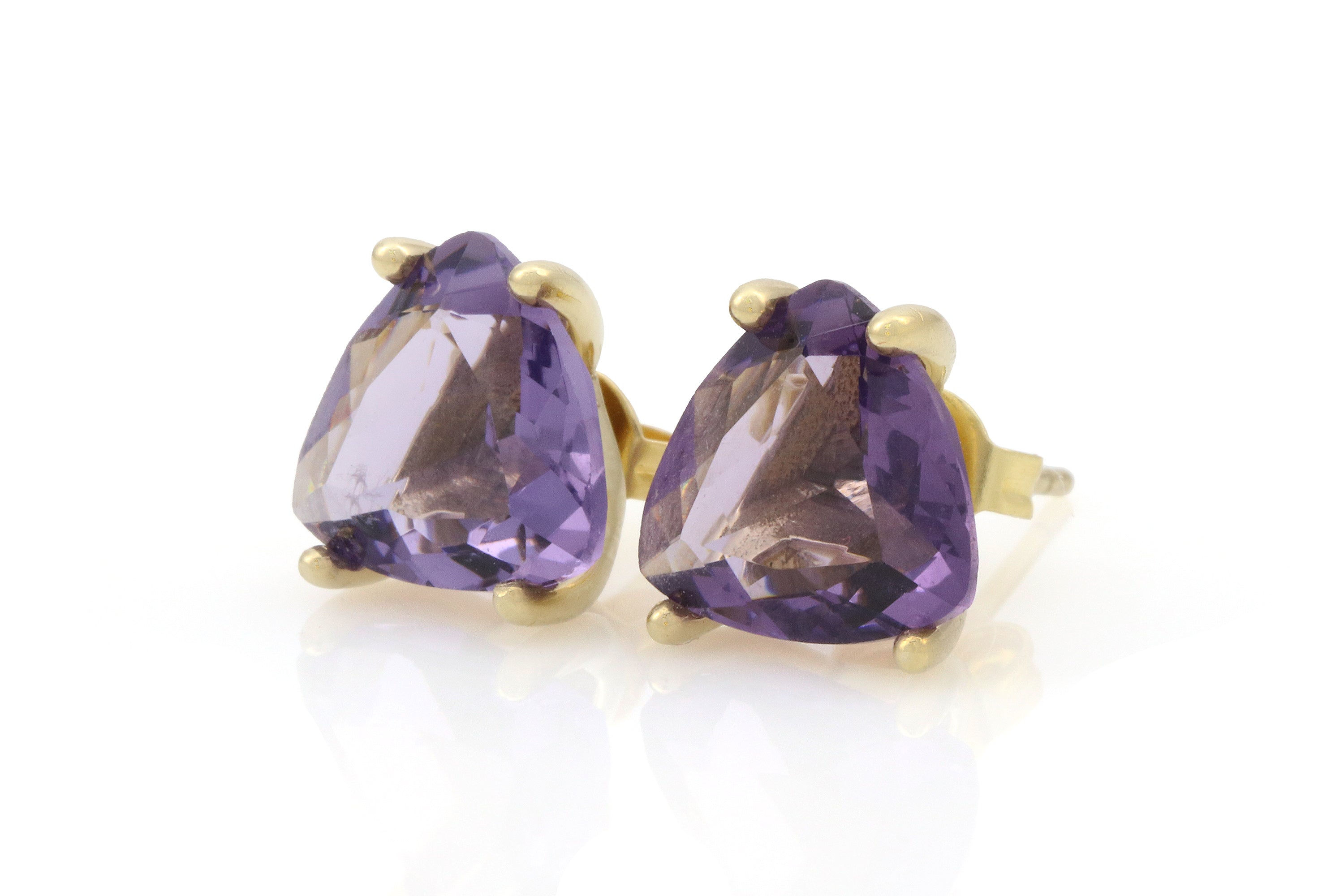 Gold Filled Purple Amethyst Trillion Earrings Earrings Anemone Unique