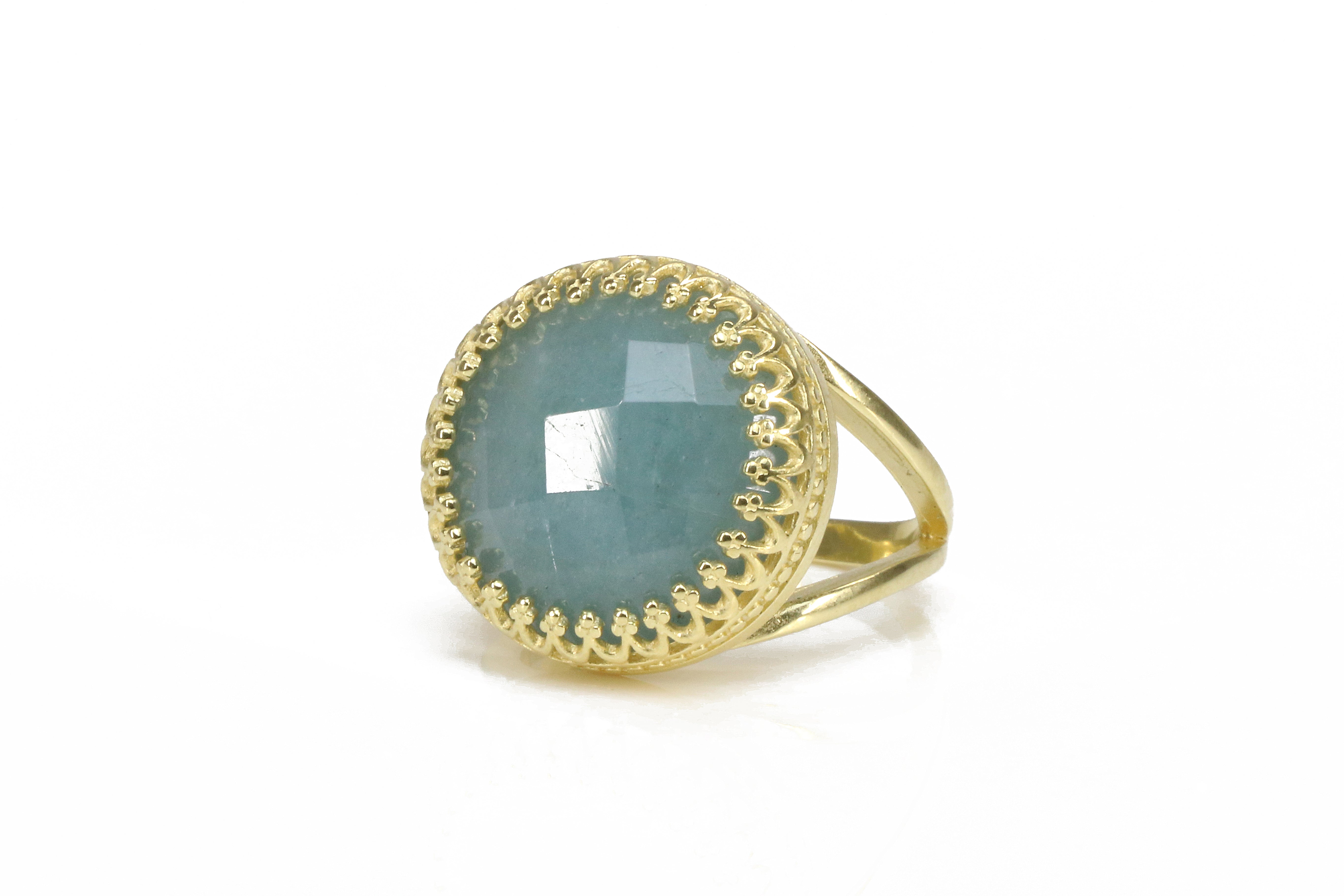 Intricate Aquamarine Ring with 14k Gold-filled Band Rings Anemone Jewelry