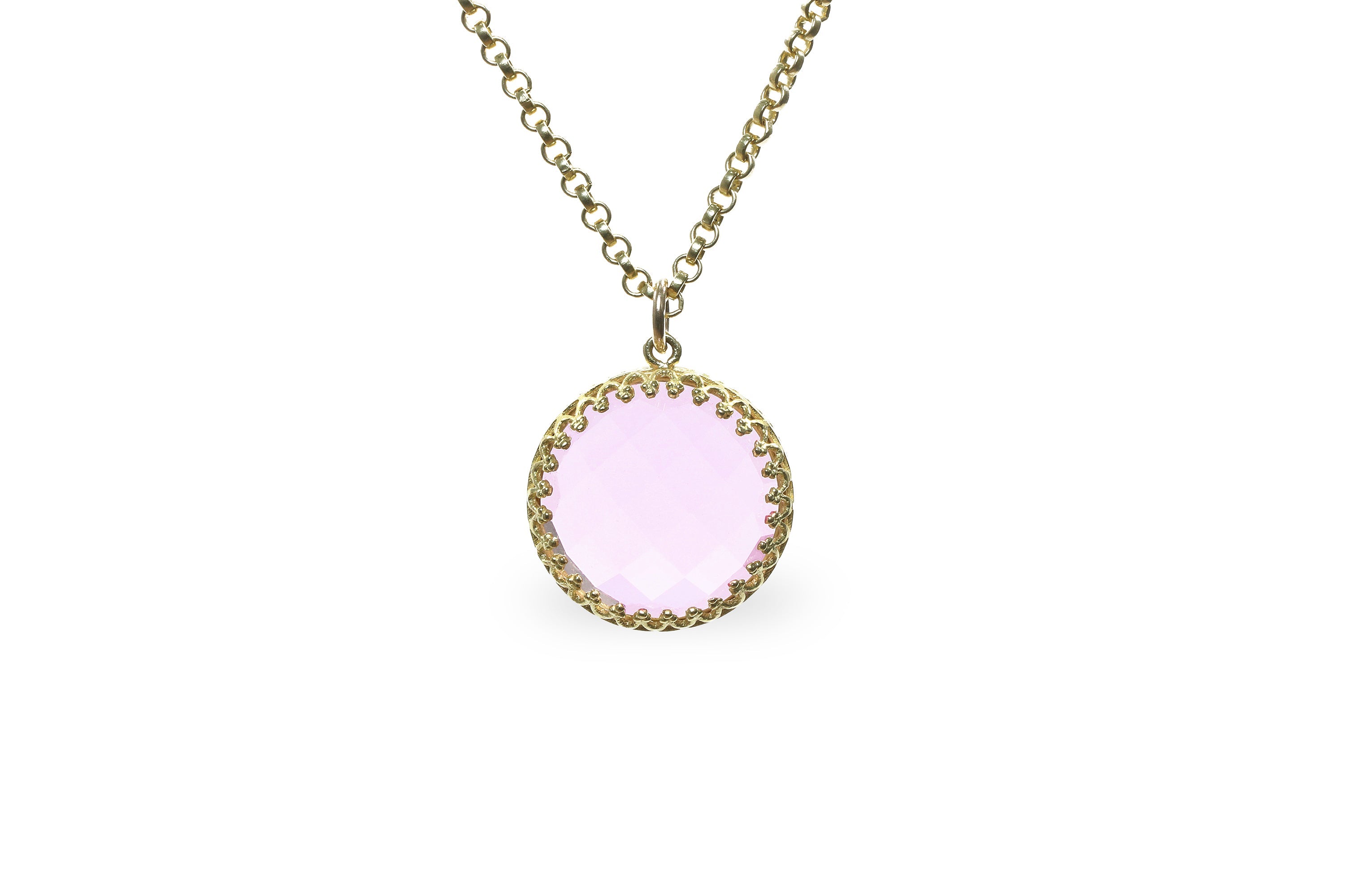Rose Quartz Necklace in Gold necklaces Anemone Jewelry