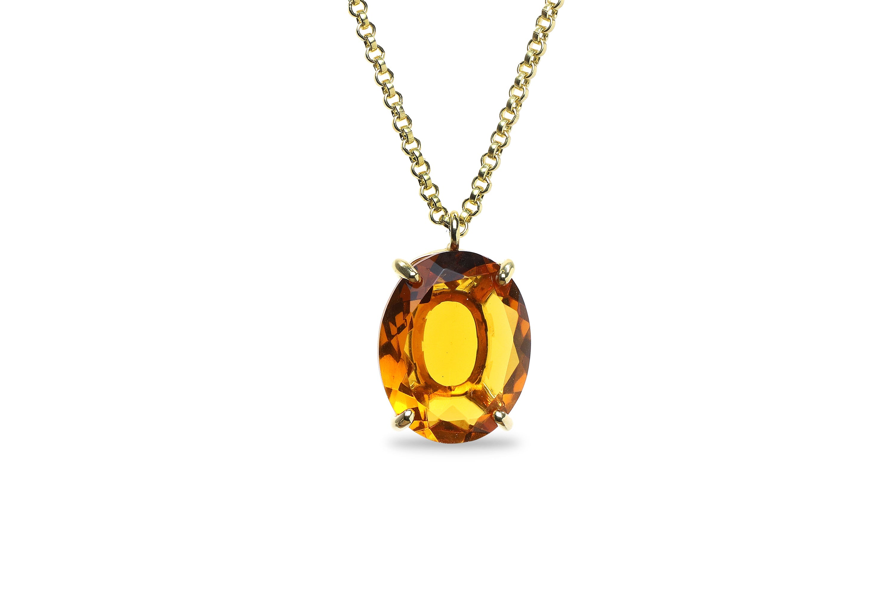 Brilliant Oval Citrine Gold Necklace necklaces Anemone Jewelry