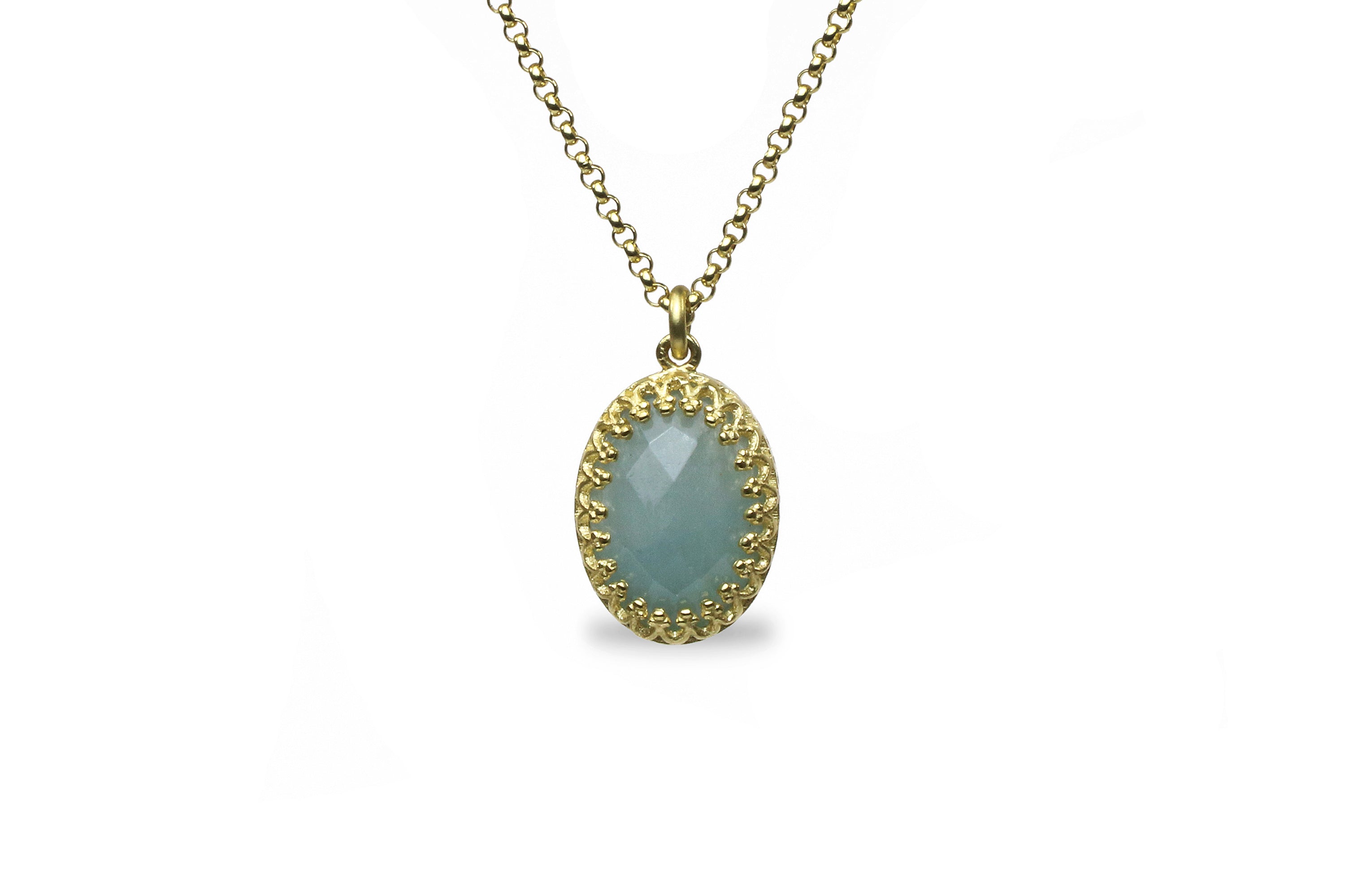 Charming Aquamarine Necklace in 14k Gold necklaces Anemone Jewelry