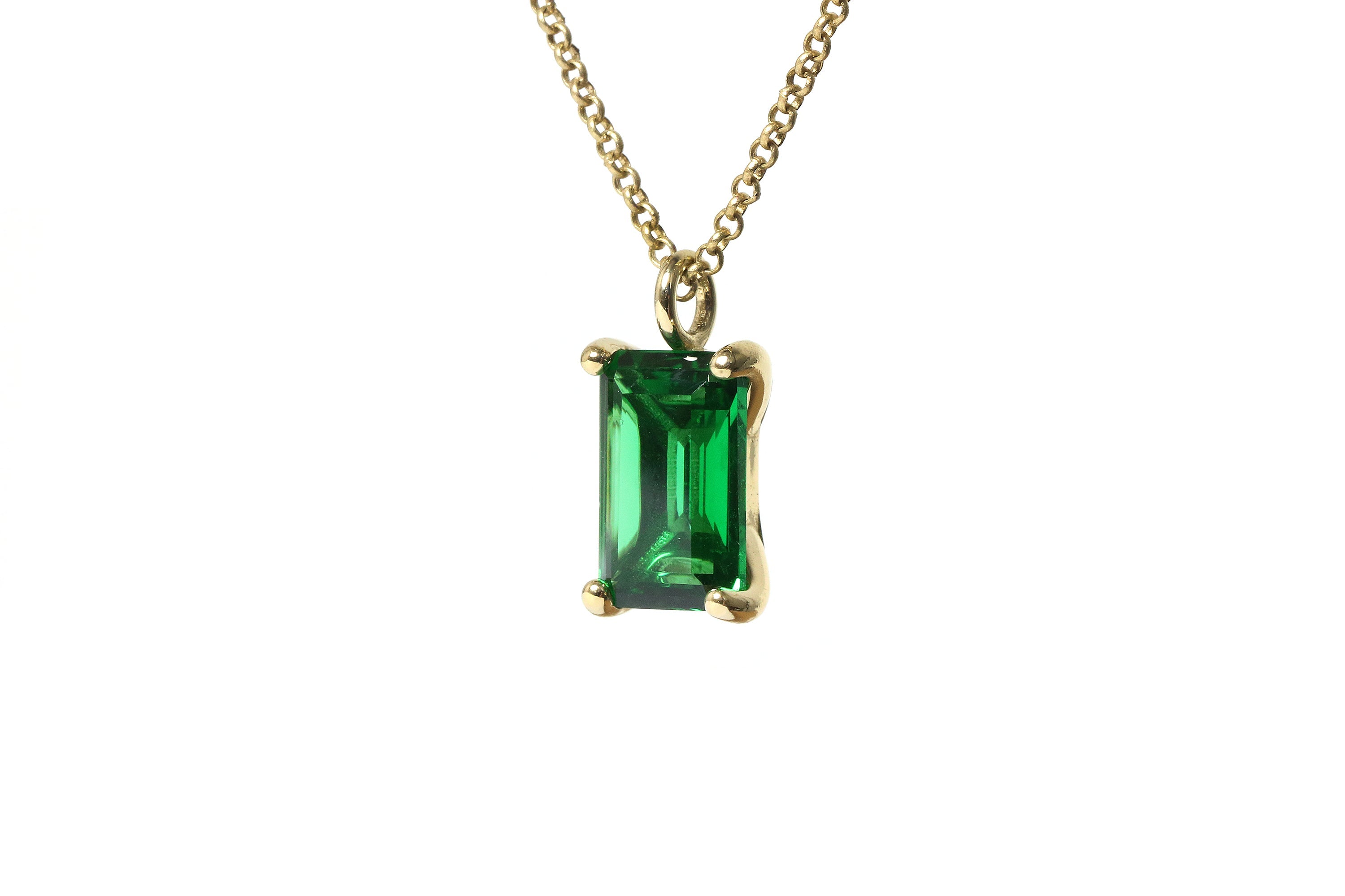 Rectangle Emerald Necklace in Gold necklaces Anemone Unique