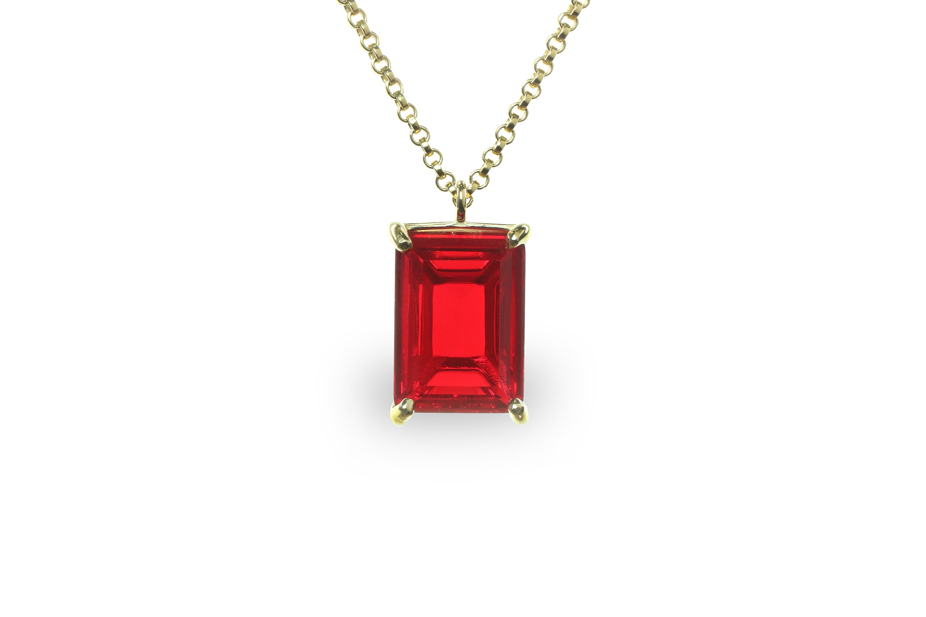 Vibrant Rectangle Ruby Necklace in Gold necklaces Anemone Jewelry