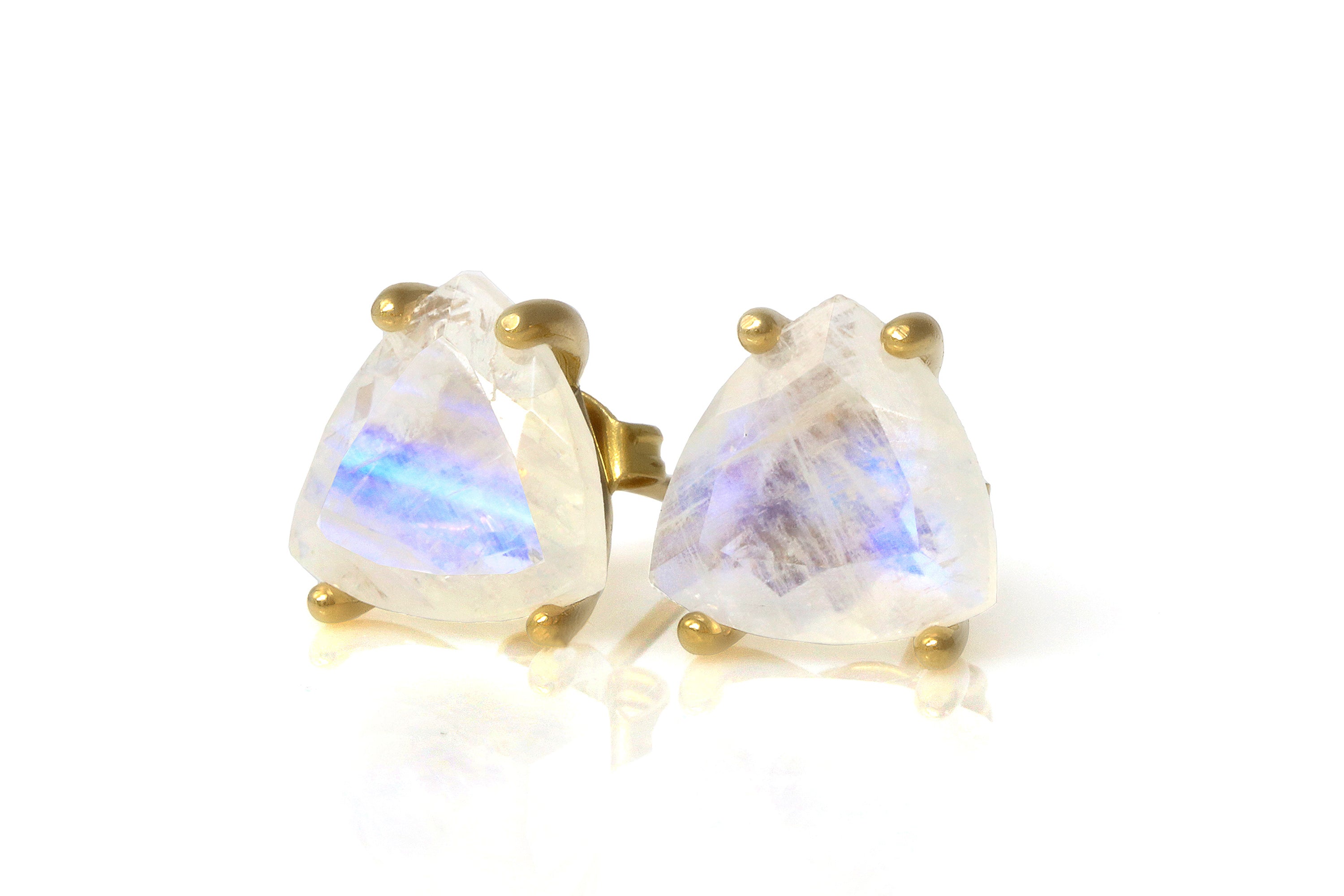 Natural Moonstone Earrings in 14k Gold Stud Earrings Anemone Unique