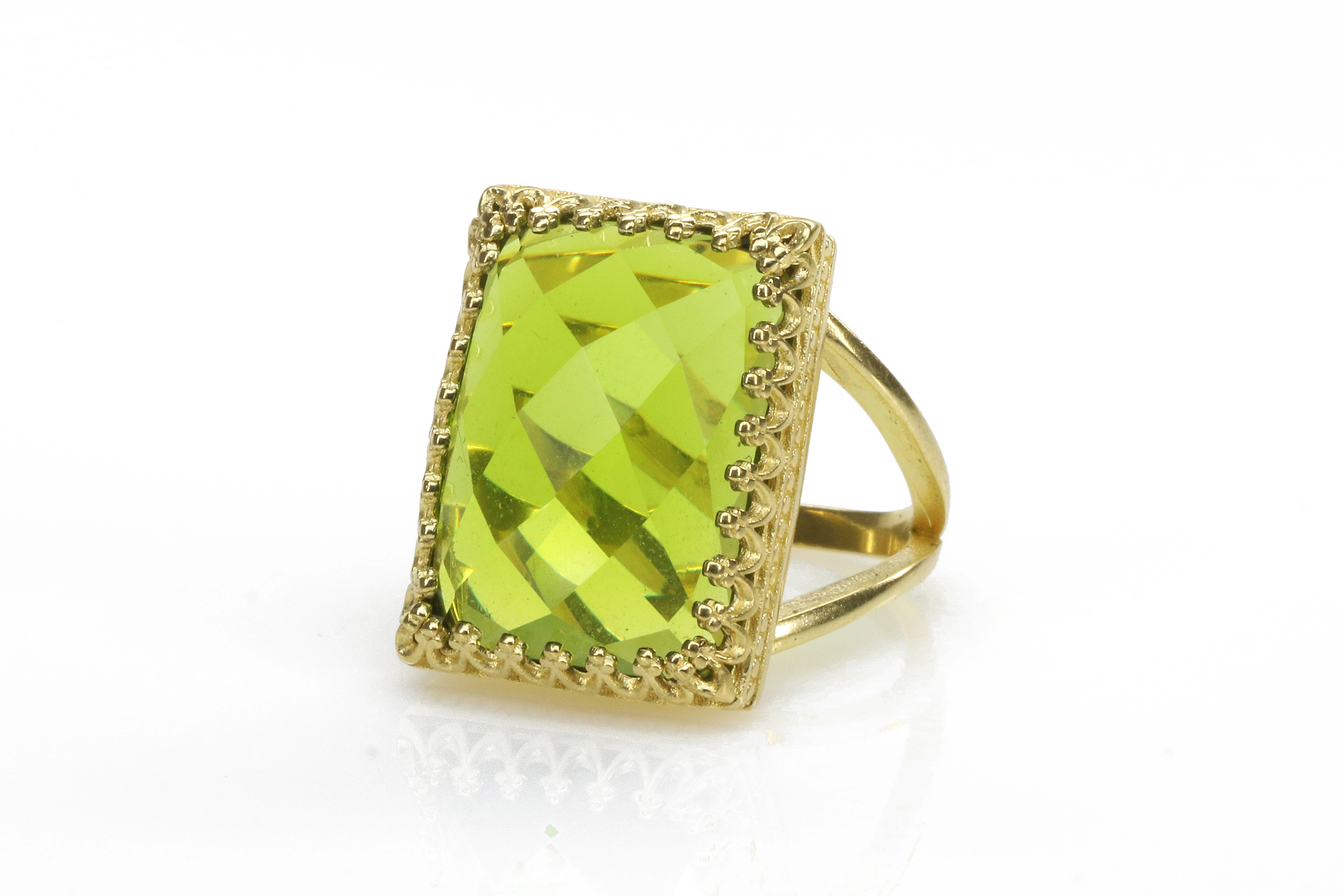 Statement 14k Gold Filled Peridot Ring Rings Anemone Jewelry