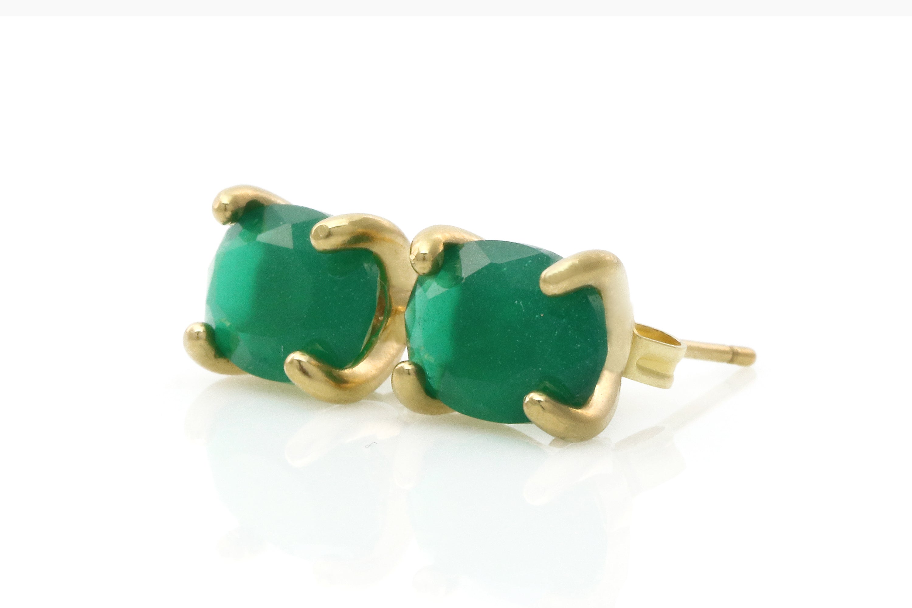 Vibrant Green Onyx Gold Earrings Earrings Anemone Unique