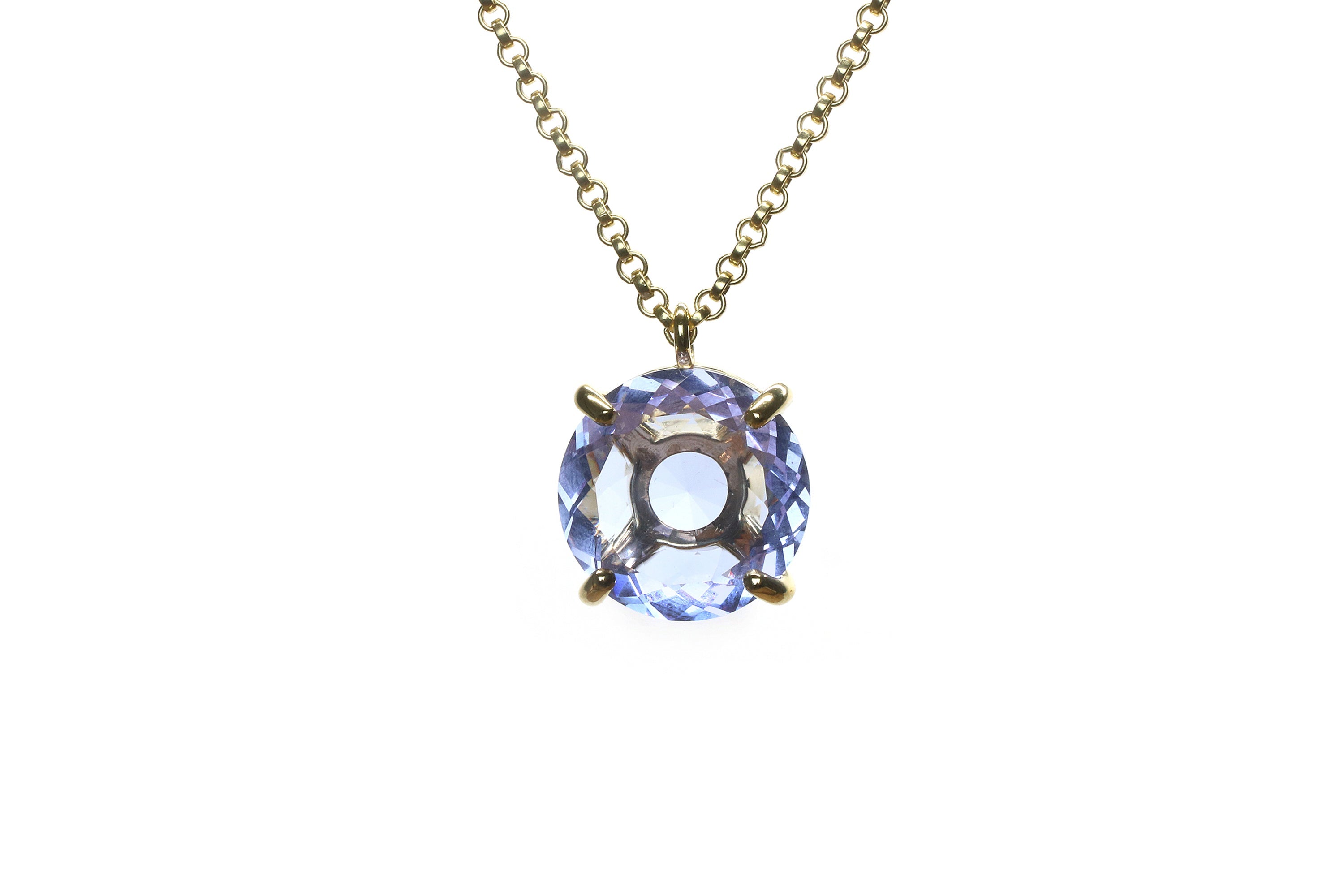 Luscious Round Tanzanite Necklace in Gold necklaces Anemone Jewelry
