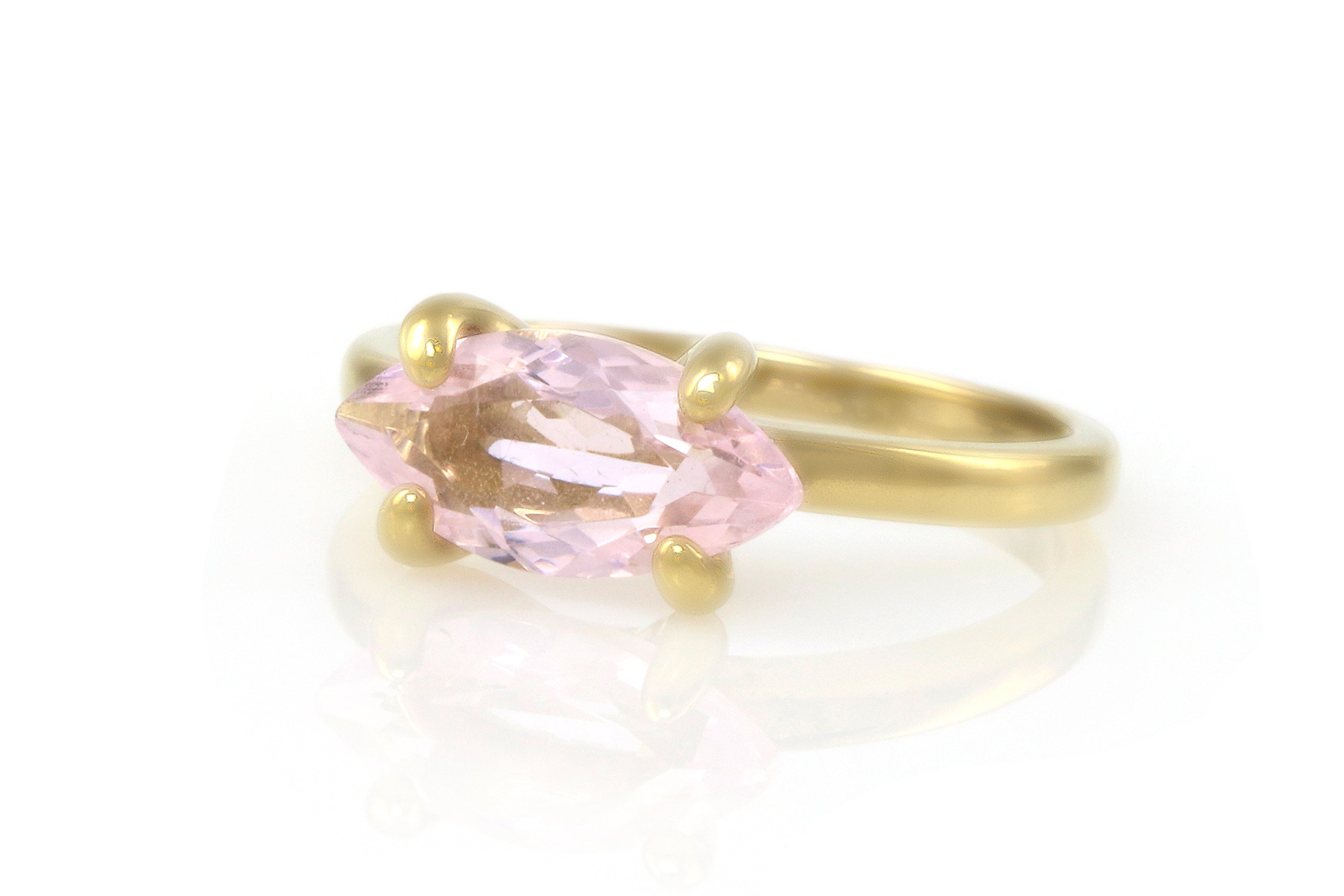 Delicate Marquise Rose Quartz Gold Ring Rings Anemone Unique