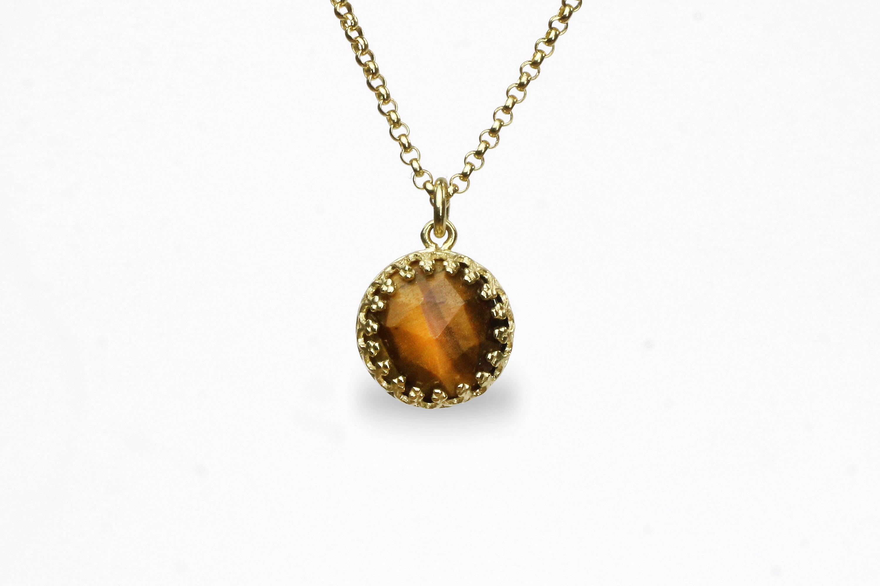 Dainty Tiger Eye Necklace in Sterling Silver necklaces Anemone Jewelry