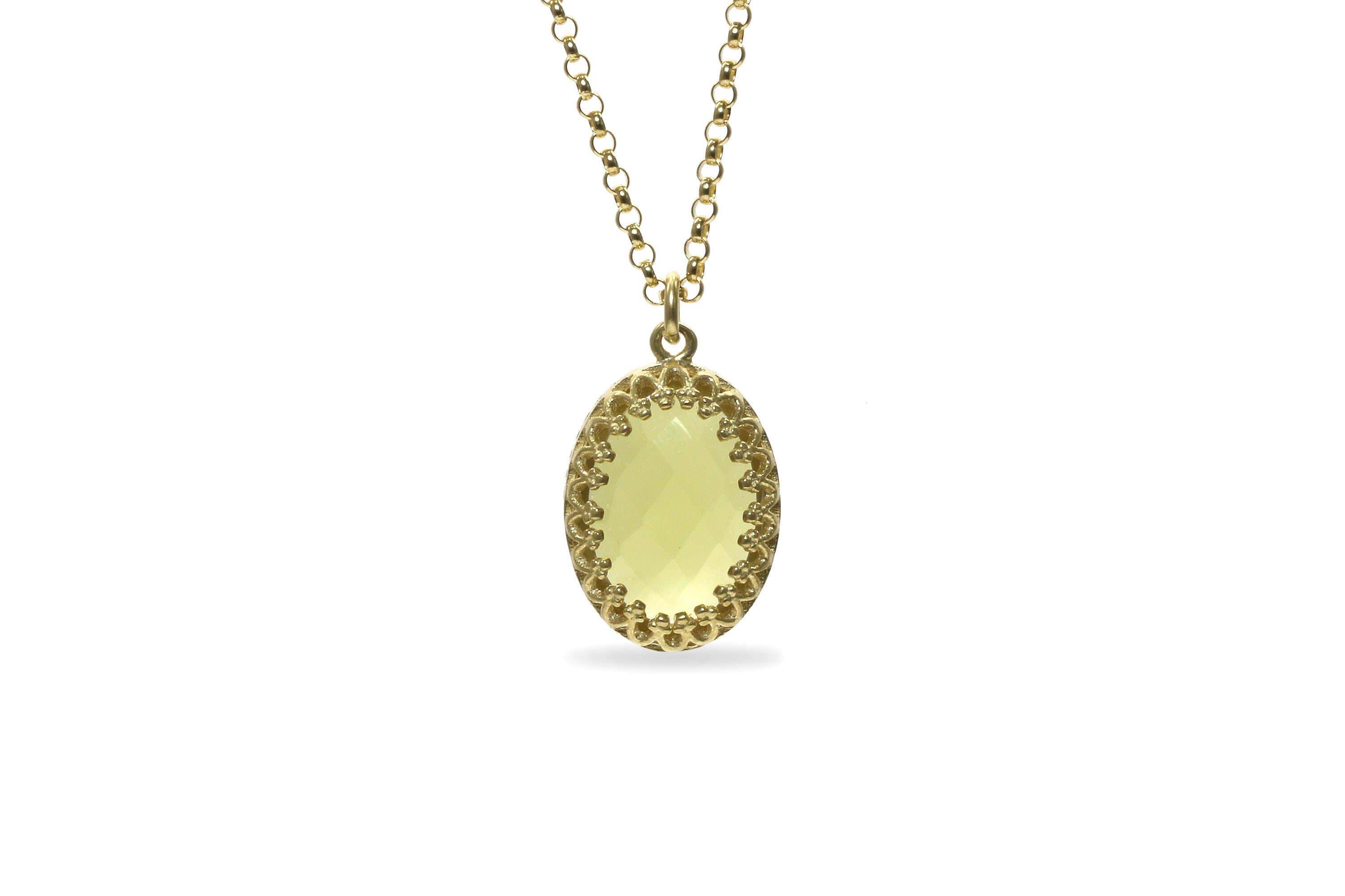 Dazzling Oval Cut Lemon Quartz Gold Pendant Necklace necklaces Anemone Jewelry