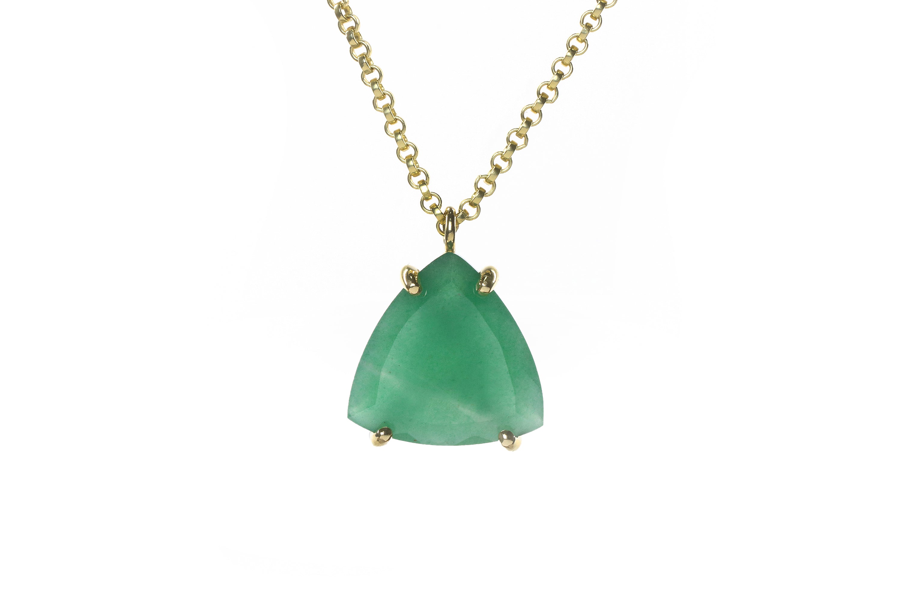 Trillion Green Aventurine Gold Filled Necklace necklaces Anemone Jewelry