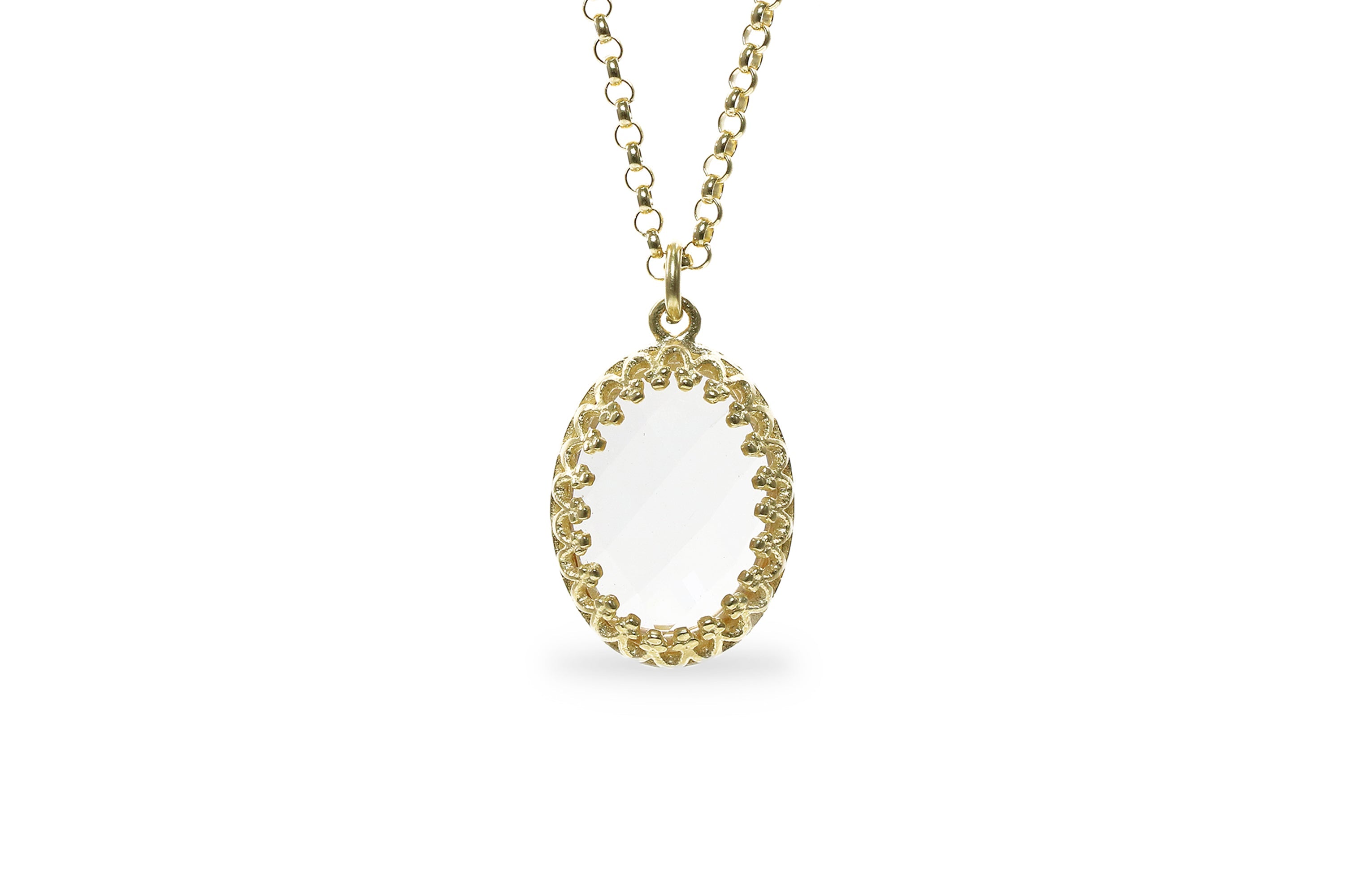 Classic Crystal Quartz Necklace in Gold necklaces Anemone Jewelry