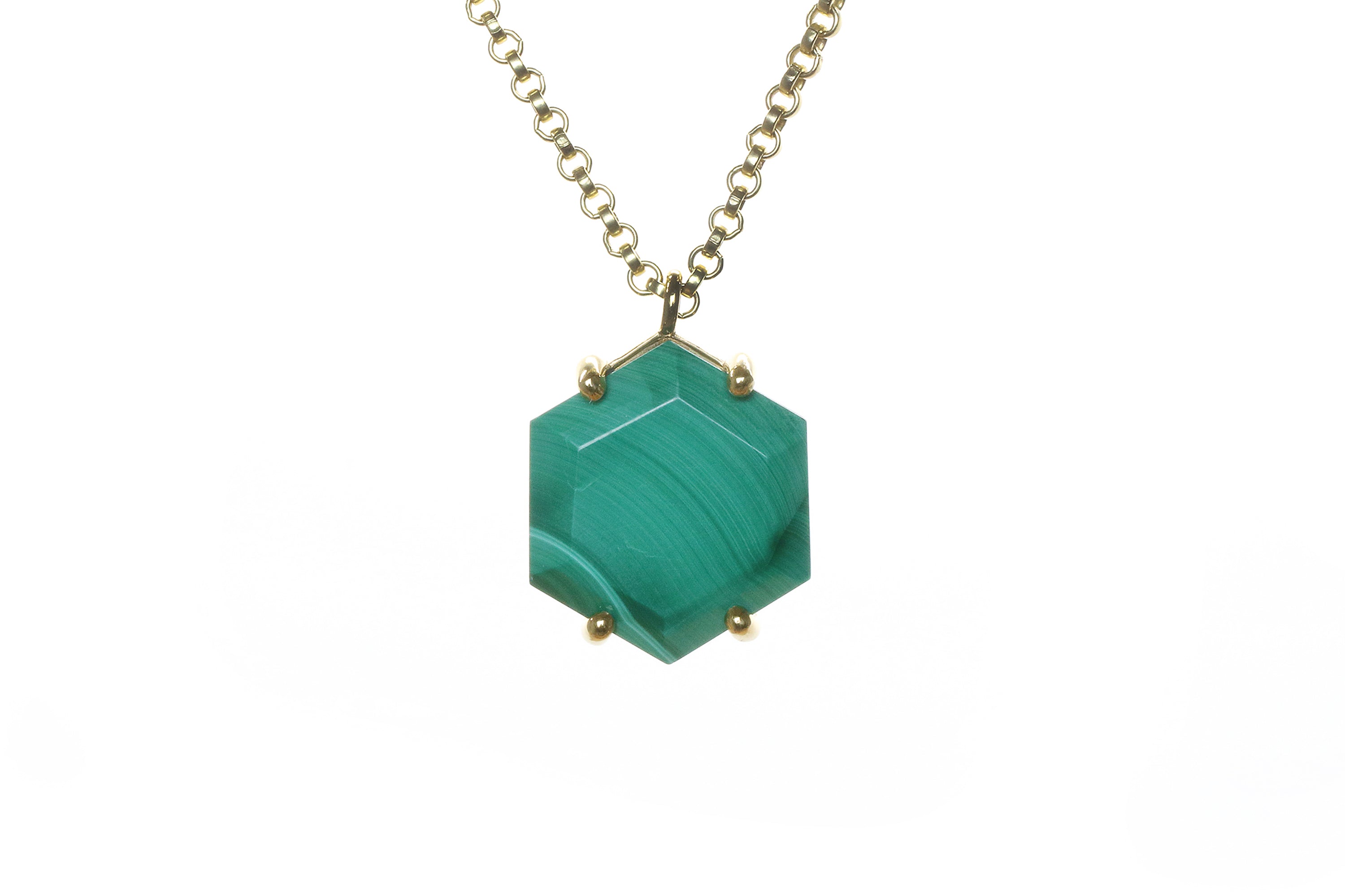 Vibrant Malachite Pendant Necklace in Sterling Silver necklaces Anemone Jewelry