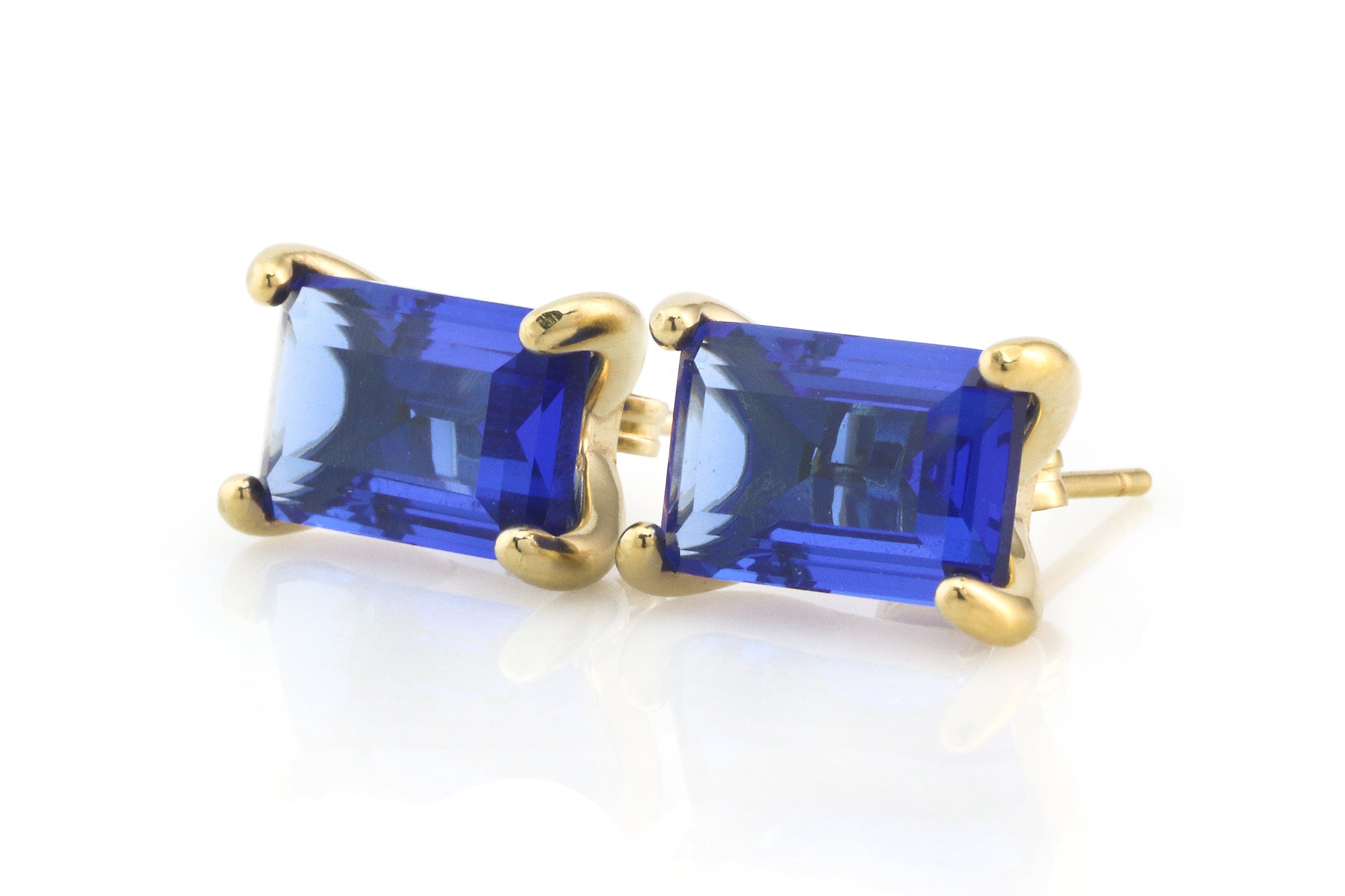 Simple Rectangle Sapphire Gold Earrings Earrings Anemone Unique