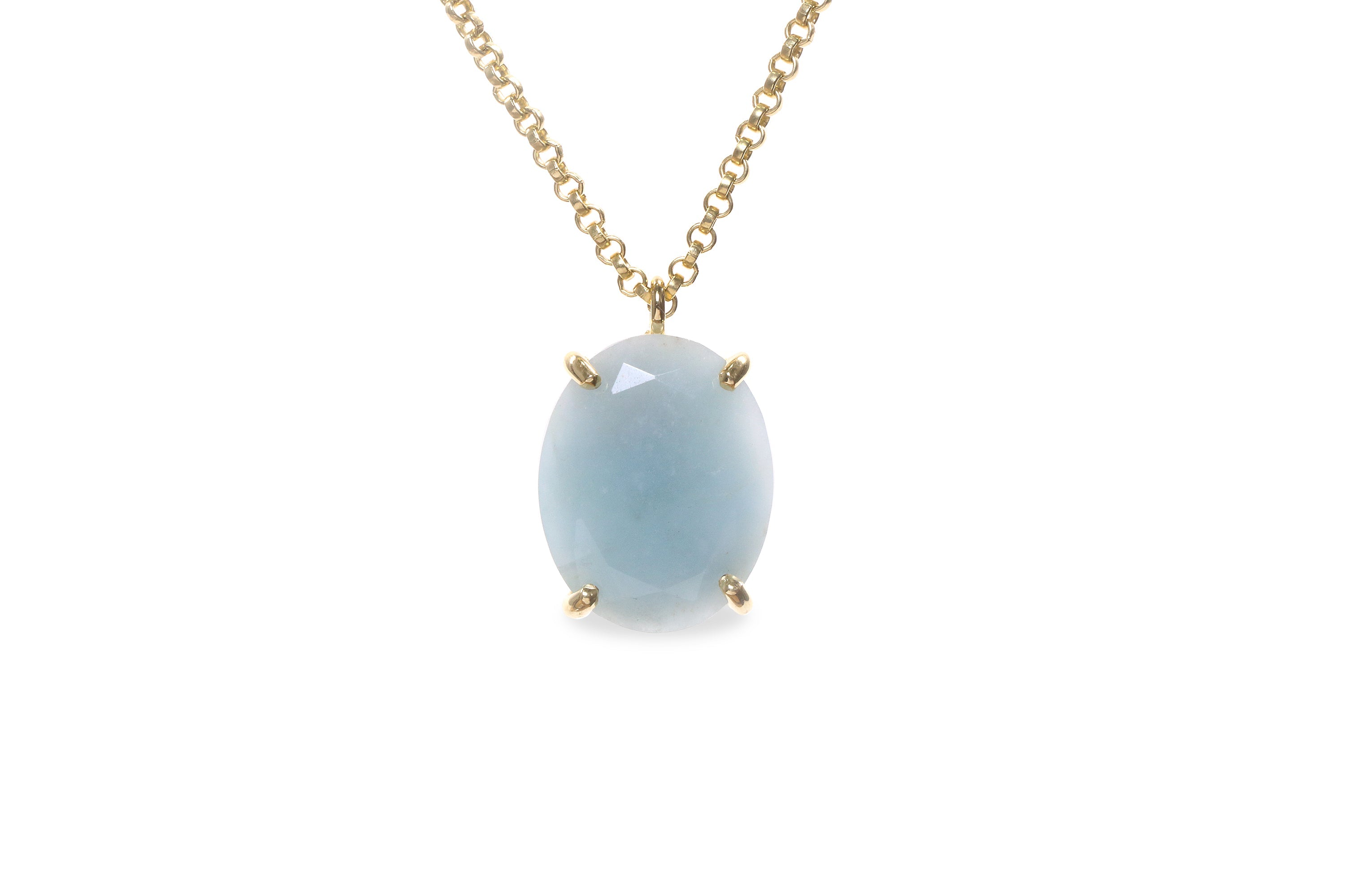 Lustrous Oval Aquamarine Necklace in 14k Gold necklaces Anemone Jewelry